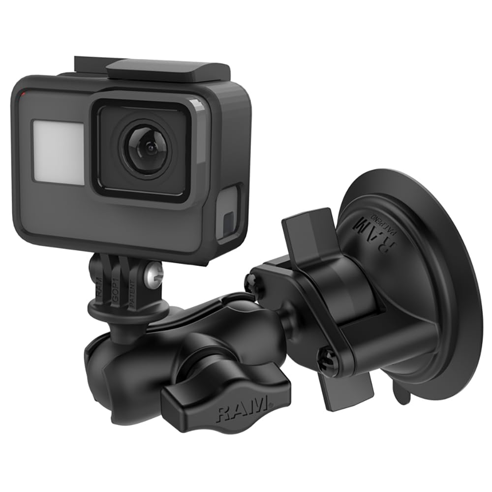 RAM Mounts Twist-Lock Suction Cup Mount with Universal Action Camera Adapter - Suitable for Cars, Bikes, and More