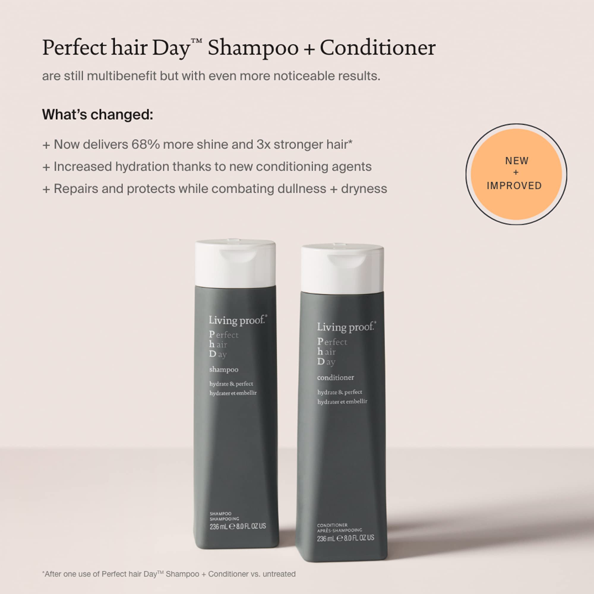 Living Proof Perfect Hair Day (PhD) Shampoo & Conditioner Set - Hydrating & Strengthening for Shiny Hair | Paraben Free, Silicone Free, Vegan Formula | Daily Use for Soft, Healthy-Looking Hair at Home or Salon