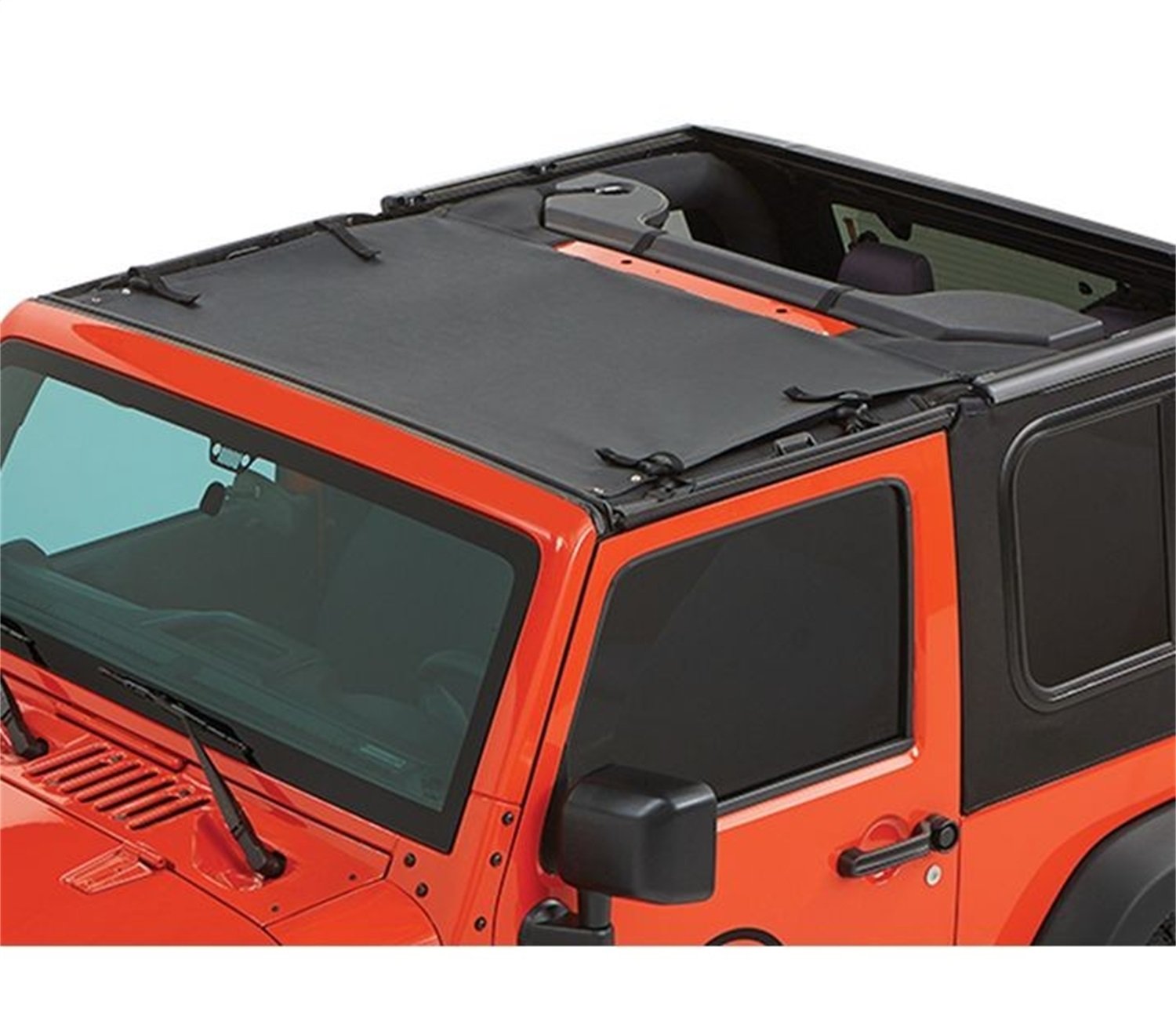 Bestop 5240035 Black Diamond Sun Bikini Top for 2007-2018 Jeep Wrangler JK 2DR & 4DR - Targa Length - Convertible Soft Top Replacement for Summer Off-Roading & Beach Driving