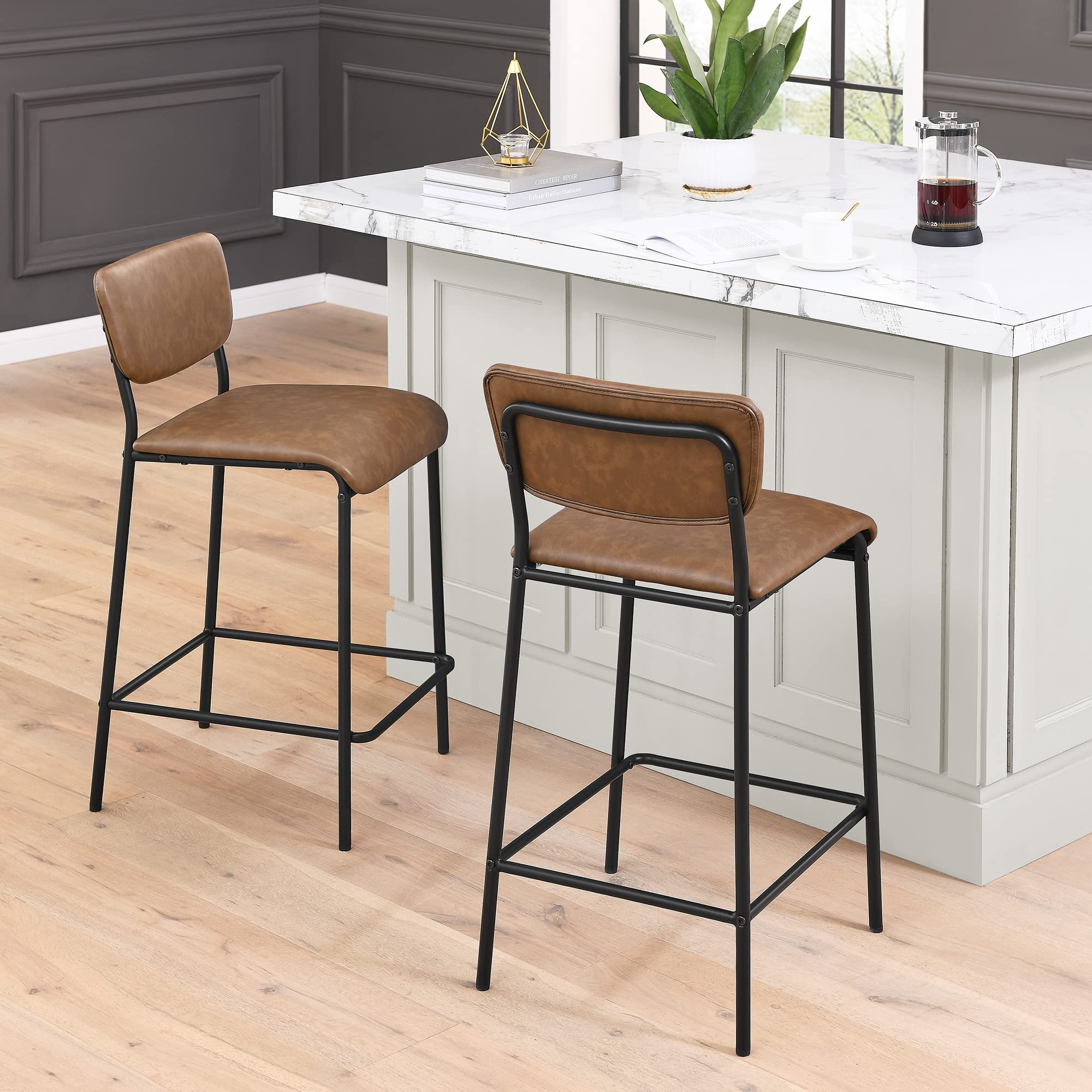 Antetek Set of 2 Modern Bar Stools - 25
