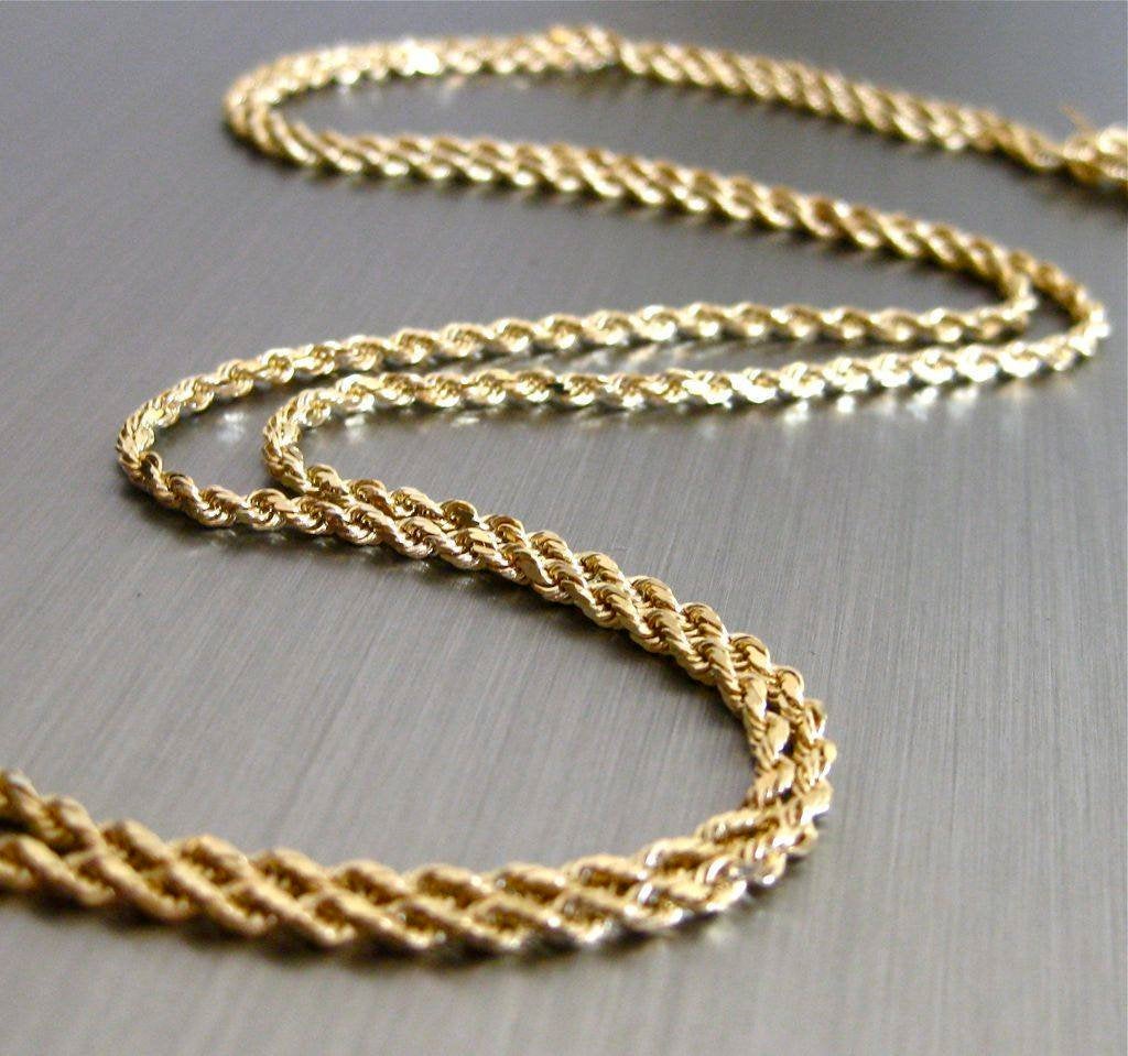 14K Solid Gold Diamond Cut Rope Chain Necklace - Light, Medium, Heavy Weight - 16, 18, 20, 24 Inch Lengths - Unisex Jewelry Made in USA - Perfect for Gifts, Weddings & Everyday Wear