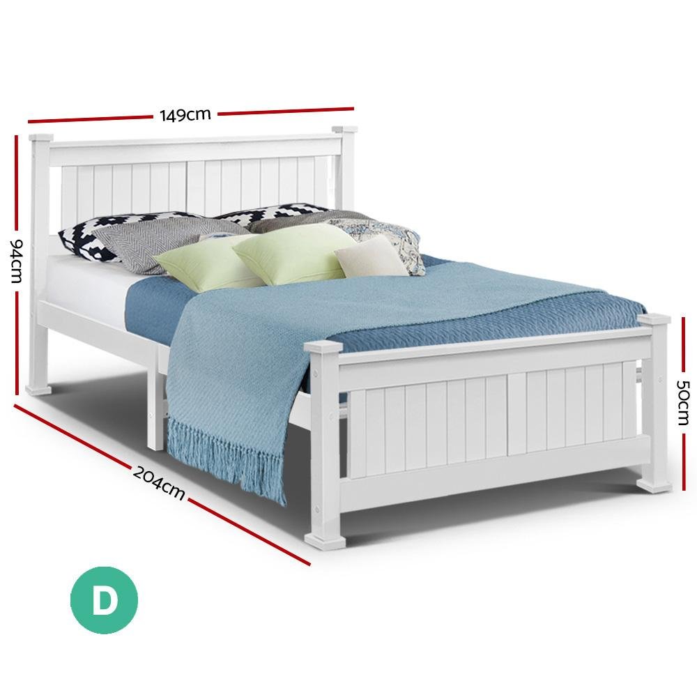 Double Package | Airlie Bed White & Normay Series Pillow Top Mattress - Medium Firm Queen Size for Back Pain Relief - Perfect for Guest Rooms & Master Bedrooms