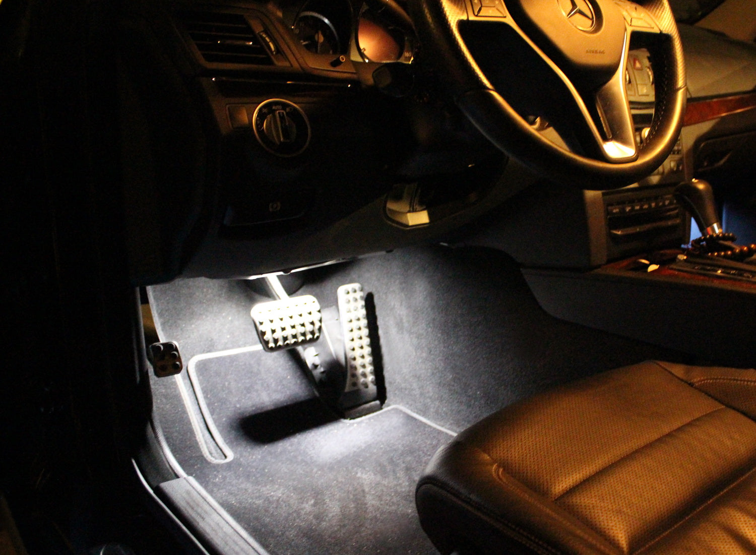 4-Piece Universal Fit White LED Interior Ambient Lighting Kit for Car Dashboard - Enhance Your Vehicle's Interior with Customizable Lighting for Night Driving and Mood Setting