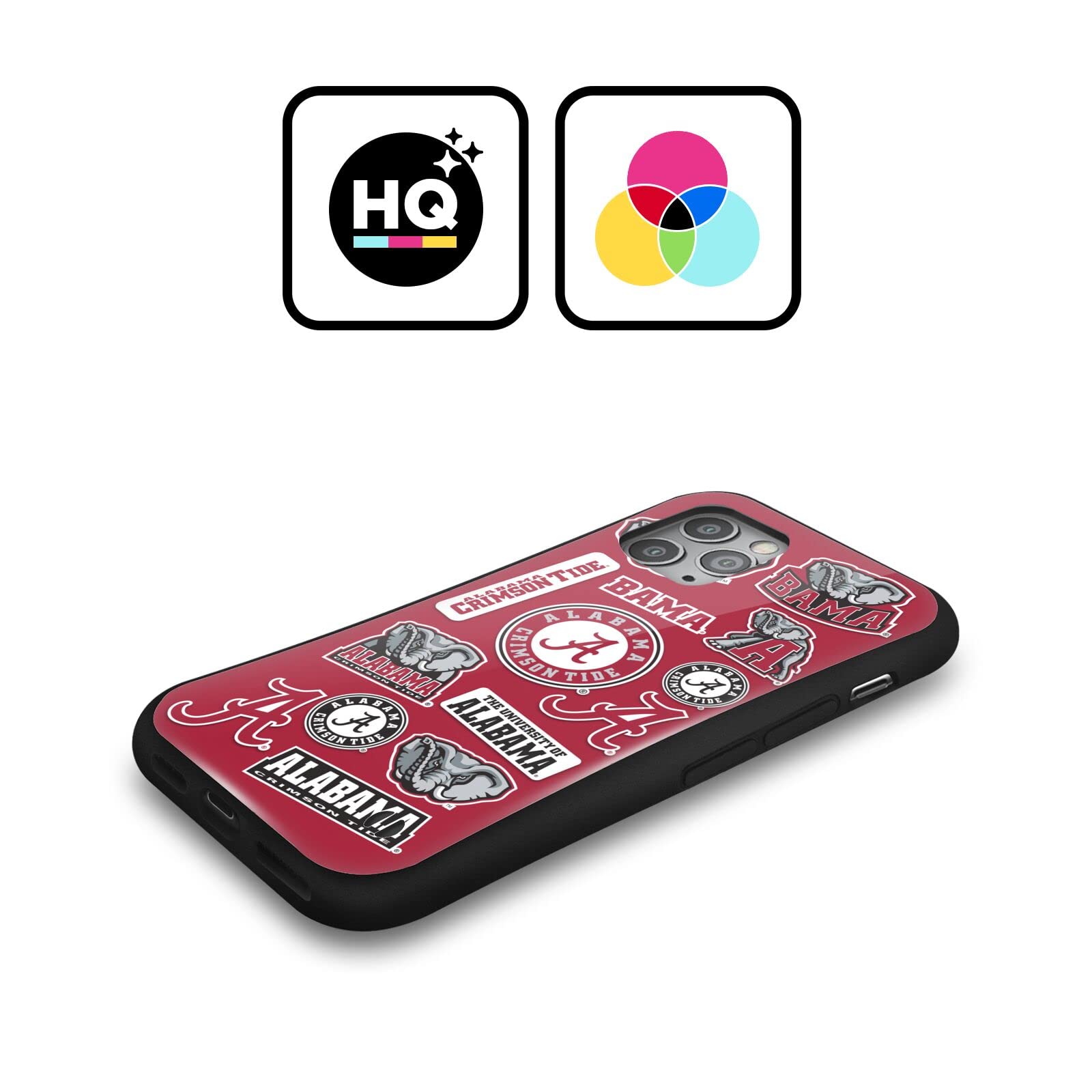 Official University of Alabama iPhone 13 Pro Max Case - UA Licensed Collage Hybrid Cover by Head Case Designs - Perfect for Game Days, School Pride & Bama Fans