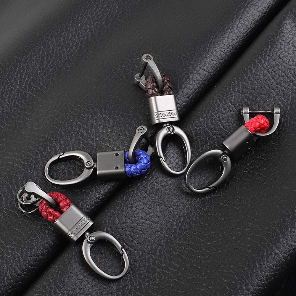 BOLLAER Genuine Leather Keychain for Car, Office & Home Keys - Braided Leather Key Ring Accessory Gift for Men & Women - Perfect for Everyday Use, Gifts & Organizing Keys