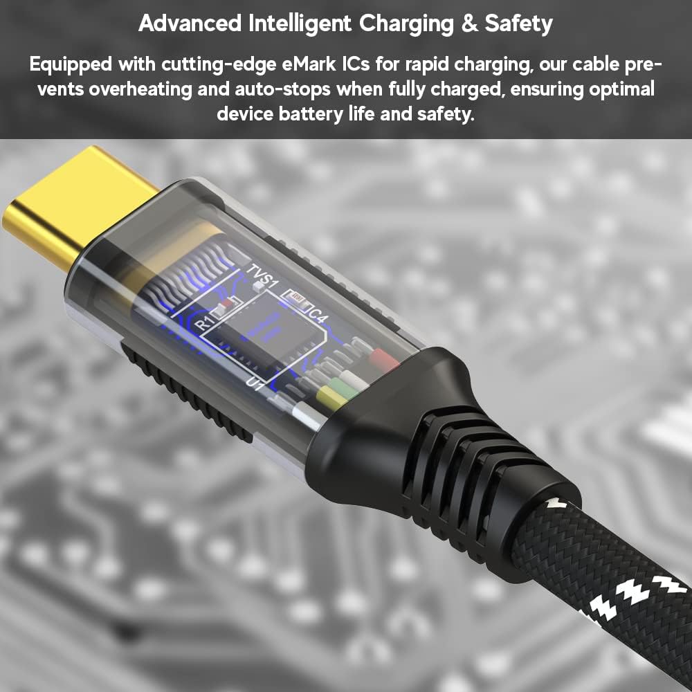 LINKUP USB 4.0 240W 40Gbps Type-C Thunderbolt 4 Cable (2m/6.6ft) - 8K@60Hz Video, Super Fast Charging & Data Transfer - Compatible with iPhone 15/16 Pro/Max, MacBook Pro/Air, iPad Pro, Galaxy S23 - Perfect for Home Office, Gaming & Multimedia Streaming