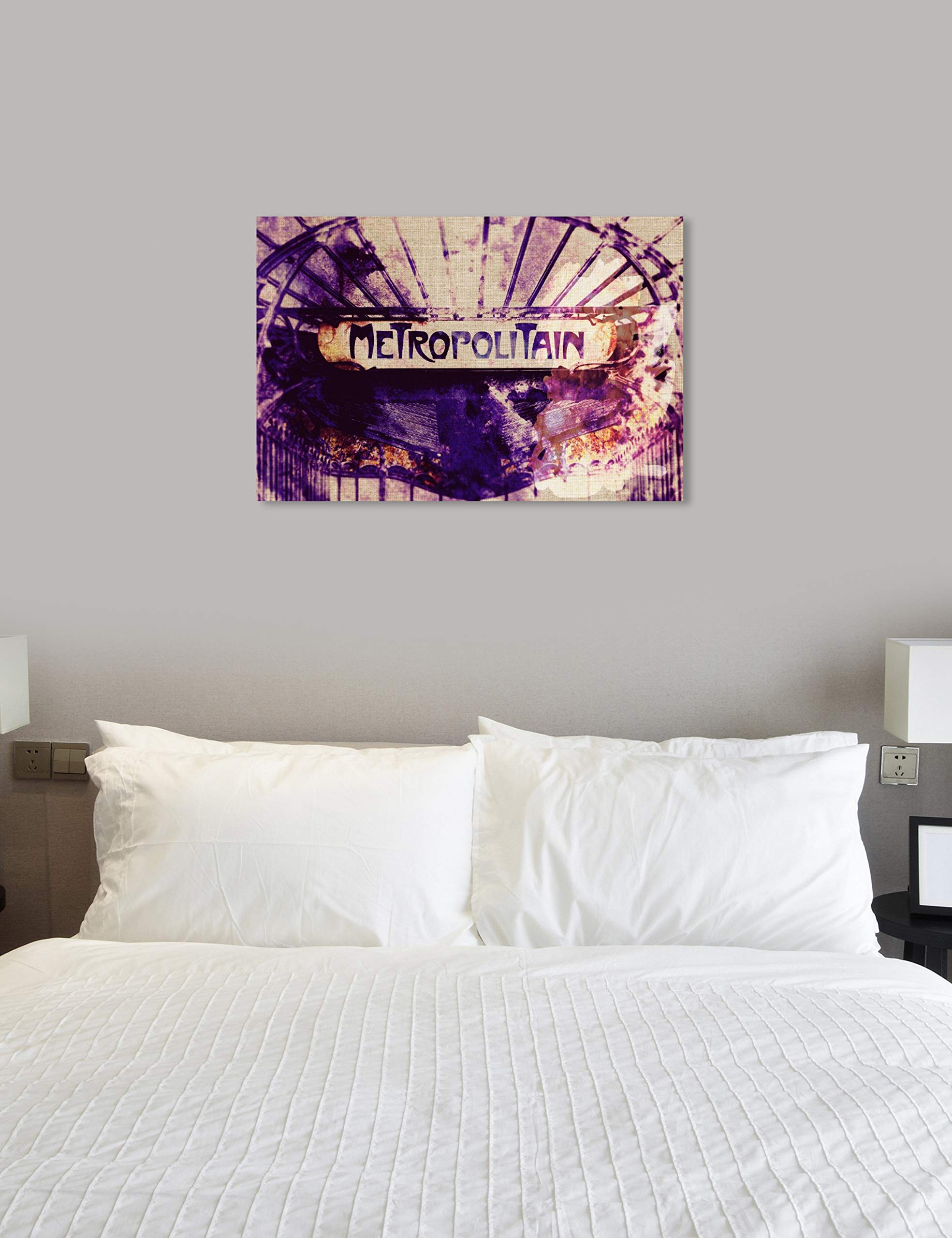 Oliver Gal Artist Co. Modern Architecture Wall Art Canvas Print - 'Metropolitain' Home Décor in Purple & White - 15x10 Inches & 45x30 Inches - Perfect for Living Room, Bedroom or Office Decor