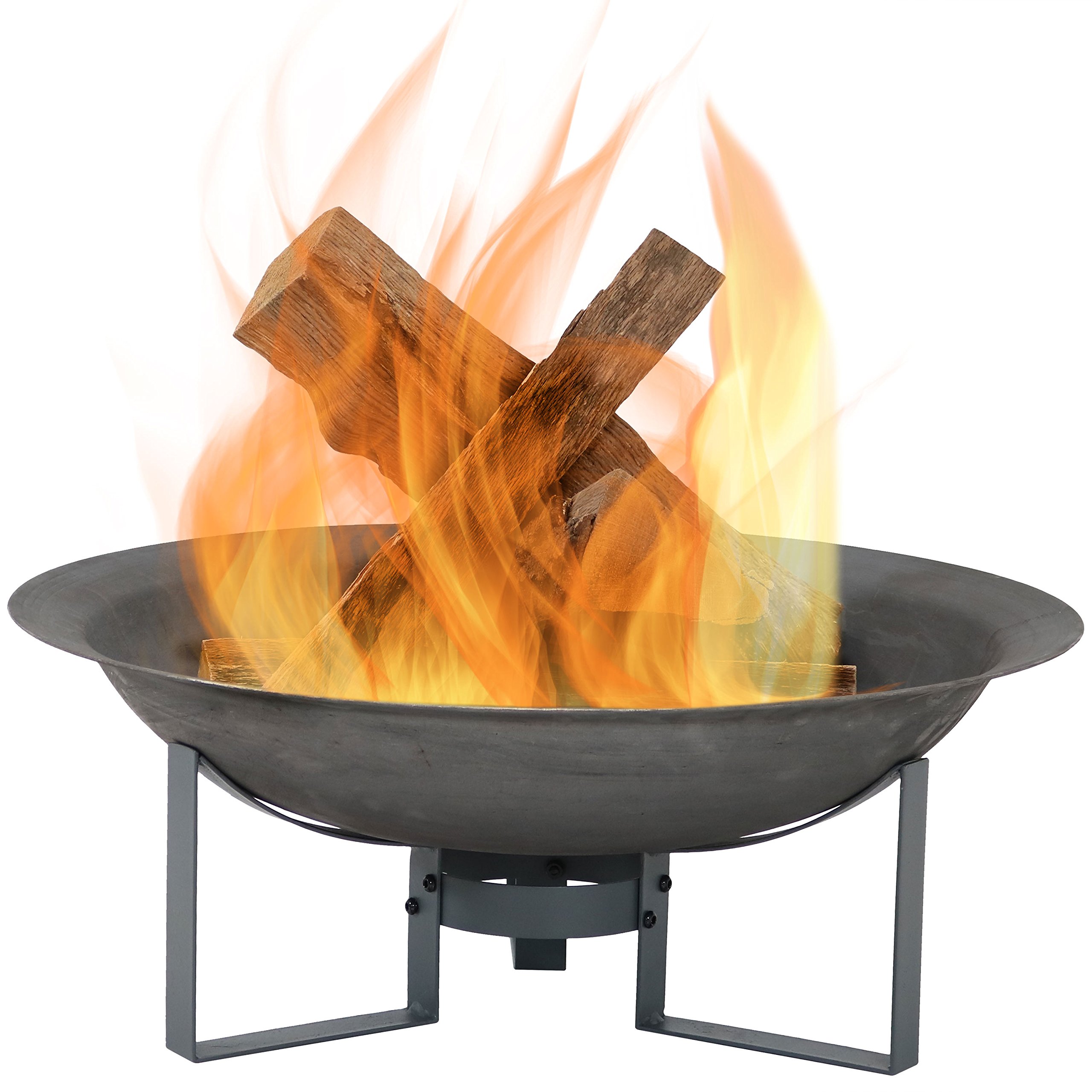 Sunnydaze 24-Inch Cast Iron Fire Pit Bowl with Stand - Lightweight Portable Outdoor Fire Pit for Patio, Backyard, Camping & Garden Gatherings