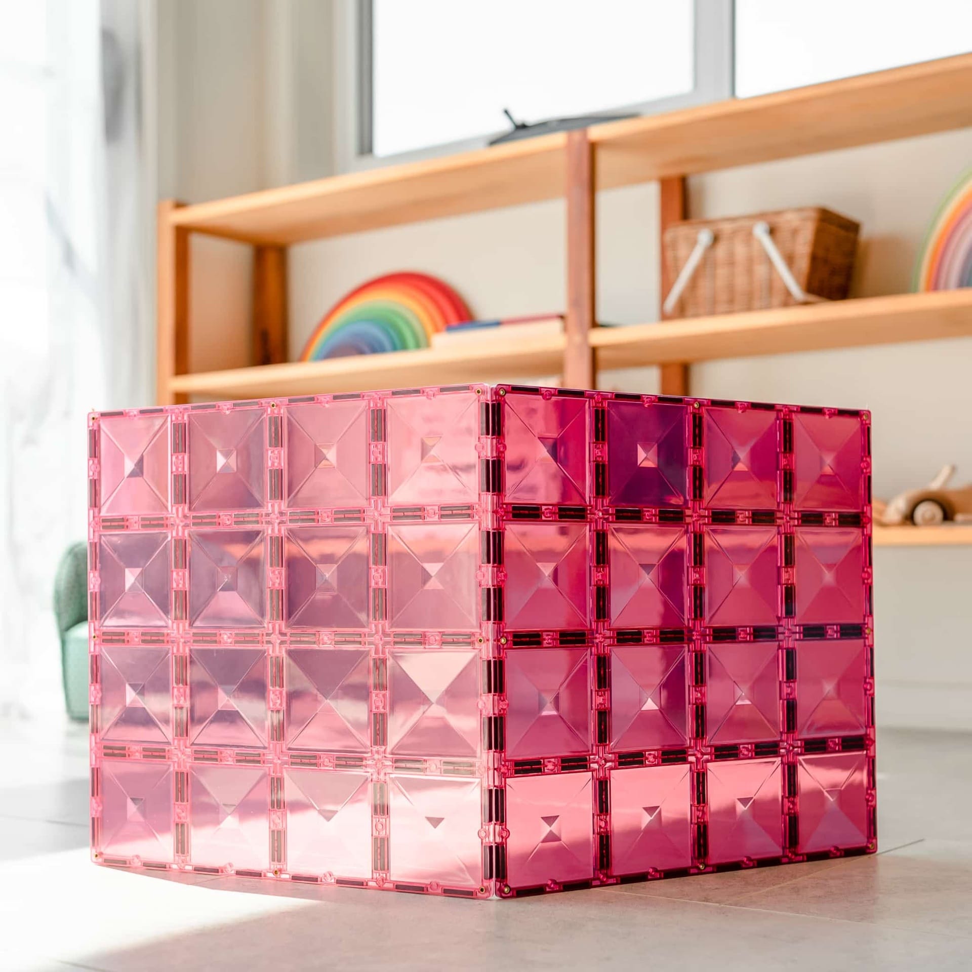 Connetix Magnetic Tiles Pastel Pink & Berry Base Plate 2 Pack - STEM Educational Toys for Kids, Building Blocks for Creative Play, Perfect for Preschool Learning & Home Activities