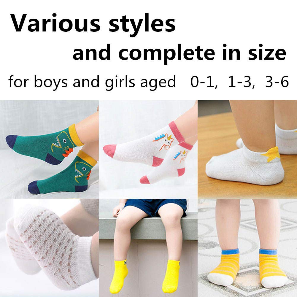 20 Pairs Baby Boy & Girl Cotton Socks - Soft Toddler Socks Bulk Wholesale - Assorted Cute Patterns (0-24 Months) - Perfect for Daily Wear, Playtime & Gift Giving