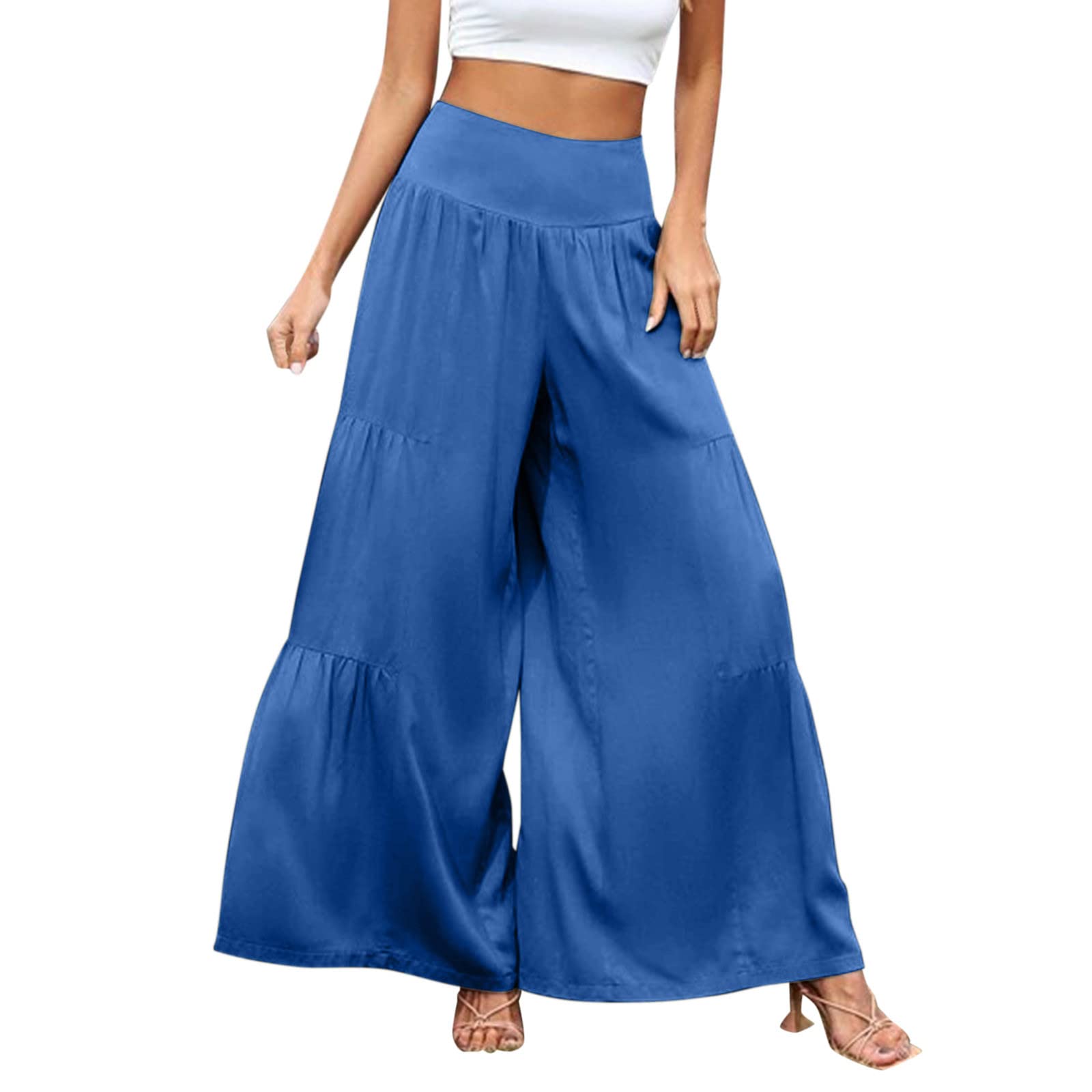 Women's Linen Pants - Long Casual Floor-Length Elastic Waist Yoga Trousers with Pockets | Comfortable Work Pants for Office, Travel & Relaxation | 2022 Fall Collection