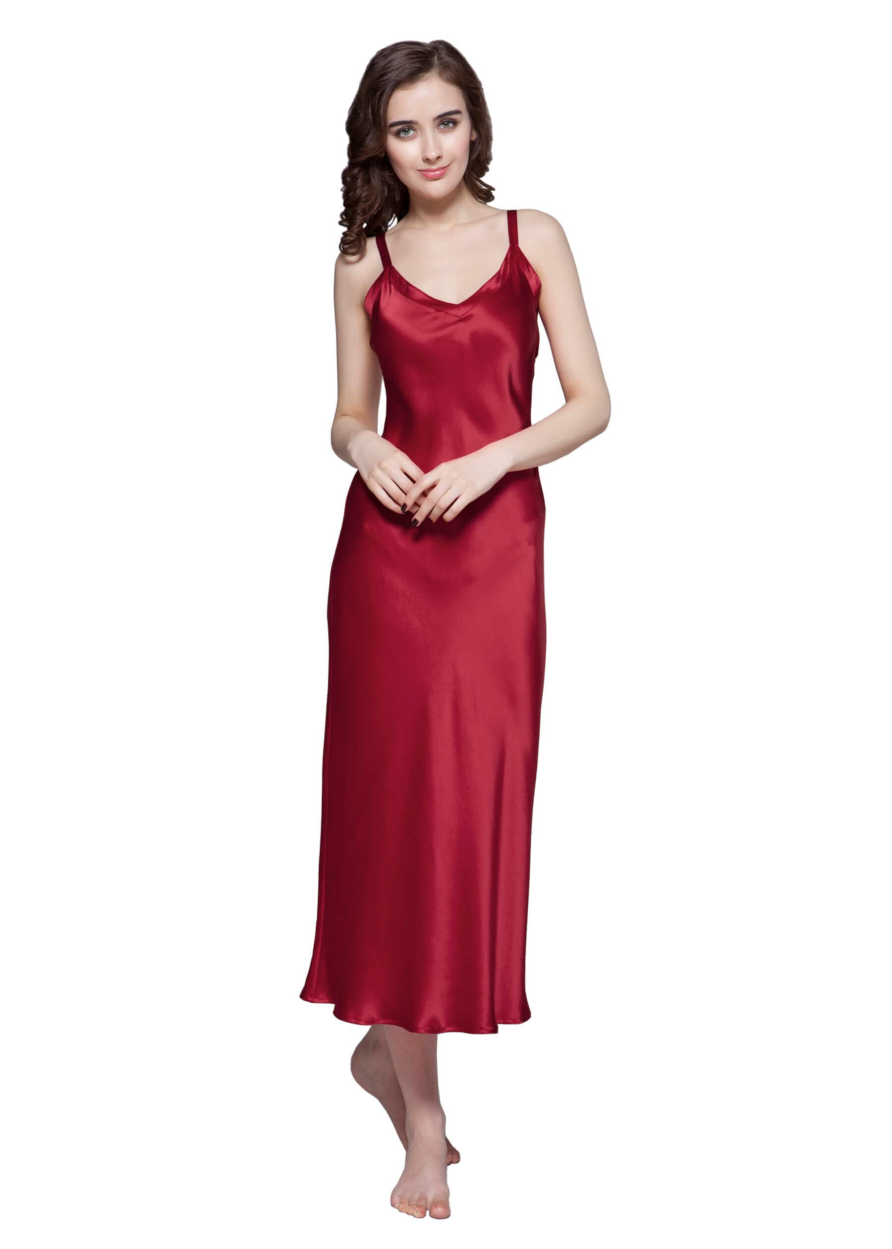 LilySilk 22 Momme 100% Pure Silk Nightgown for Women - Sleeveless V-Neck Cami Sleep Dress with Spaghetti Straps | Luxurious Long Nightwear for Comfortable Sleep & Relaxation at Home