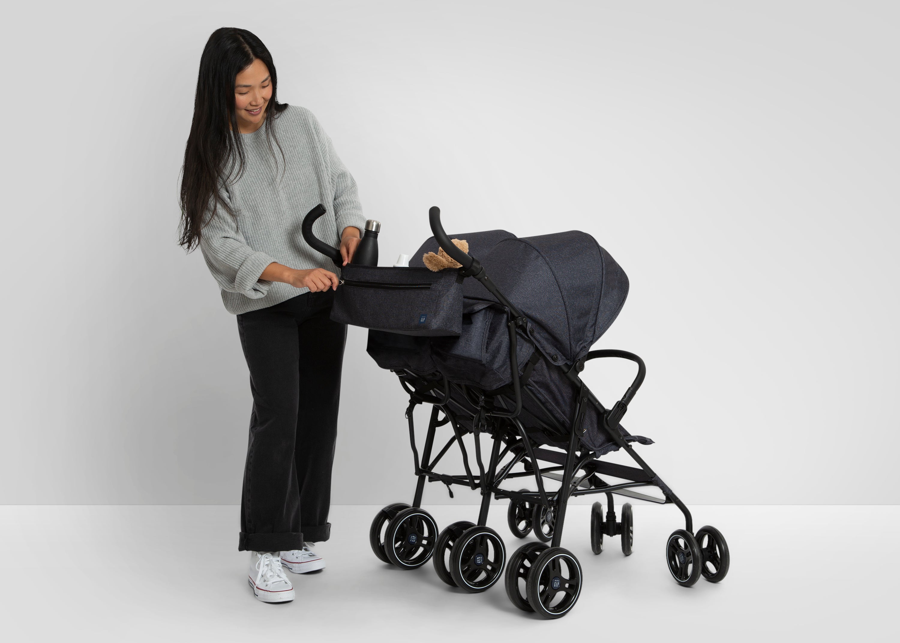 BabyGap Classic Parent Organizer for Double Stroller - Convenient Storage for Diapers, Bottles & Essentials - Perfect for Shopping, Travel & Family Outings