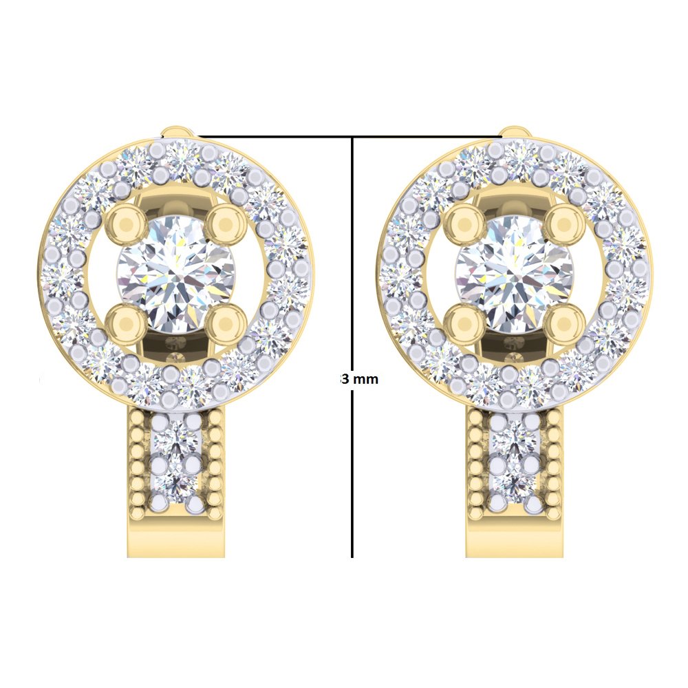 14K Solid Gold Round White Diamond Halo Hoop Earrings for Women | 0.50 Cttw Dazzlingrock Collection | Perfect for Weddings, Parties & Everyday Elegance