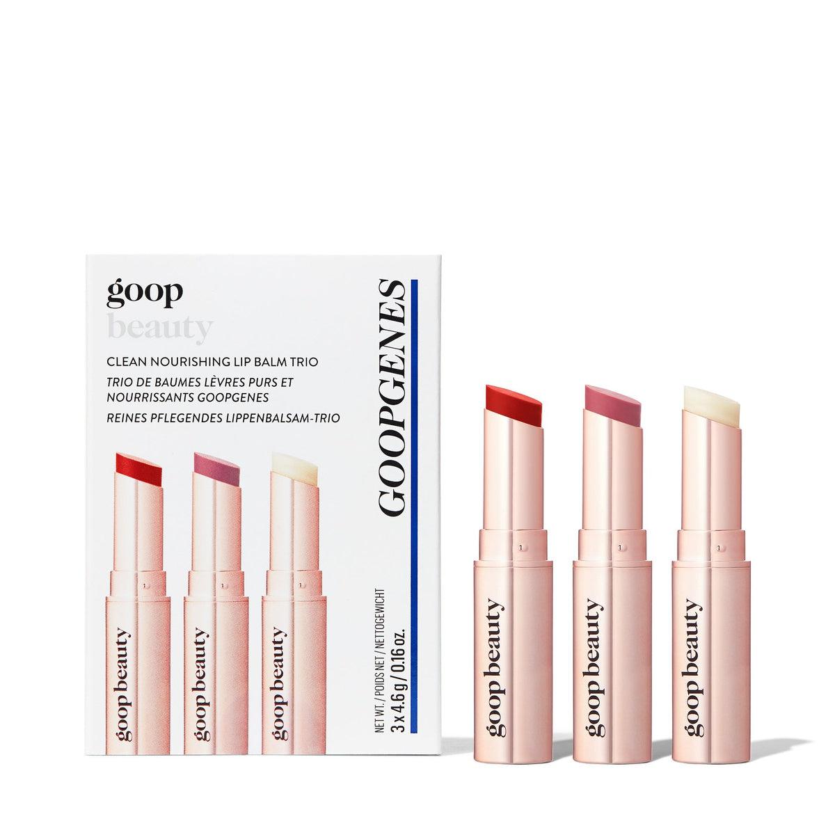 GOOPGENES Clean Nourishing Lip Balm Trio - Hydrating, Organic & Vegan Lip Care Set for Dry, Chapped Lips | Perfect for Daily Use, Travel & Gifts