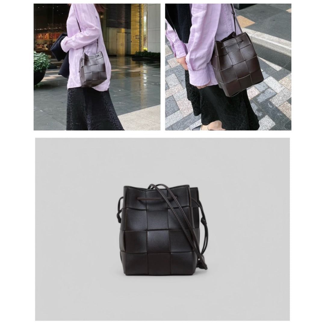 Bottega Veneta P25041410 Lamb Leather Woven Bucket Bag - Authentic Luxury Handbag for Women | Perfect for Work, Travel & Everyday Use
