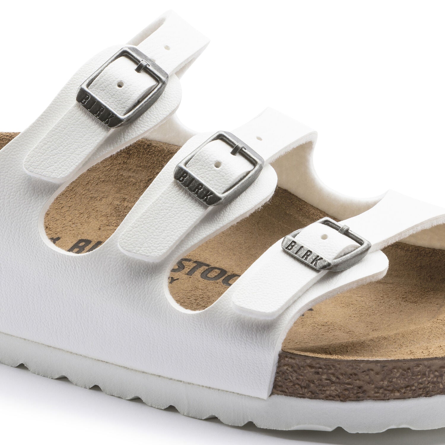 Birkenstock Women's Florida Birko-Flor Classic Footbed Sandals - Comfortable White Leather Sandals for Walking, Travel & Summer Outfits