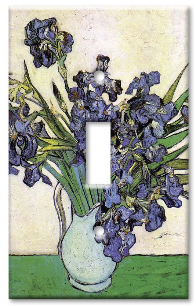Van Gogh Vase & Irises Art Switch Plate - Single Toggle Light Cover - Decorative Wall Plate for Living Room, Bedroom, or Office