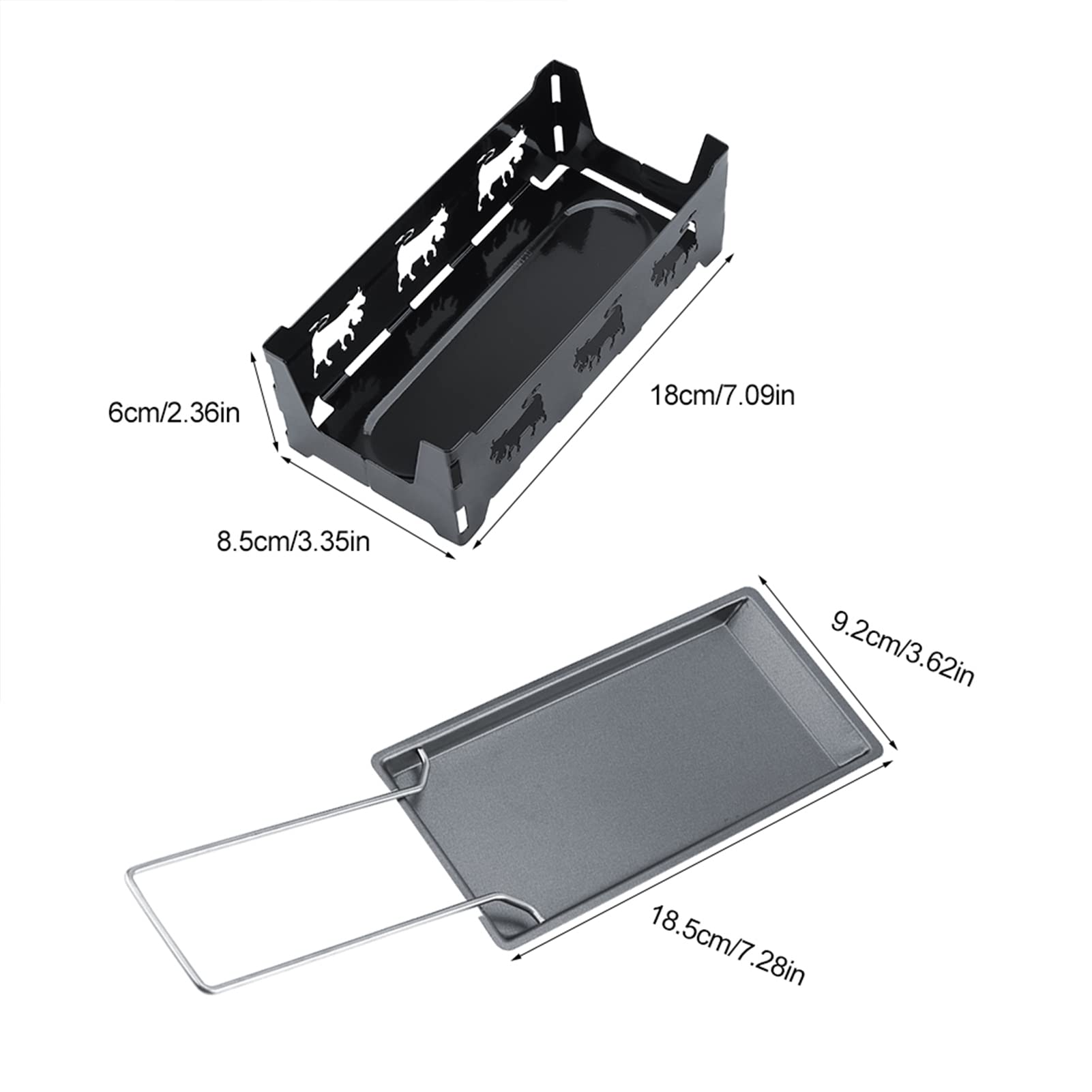 ViaGasaFamido Non-Stick Carbon Steel Grill Pan Set - Portable Folding Handle Bakeware for Stovetop, Camping & Kitchen Use - Perfect for Grilling, Melting Cheese & Candle Light Cooking