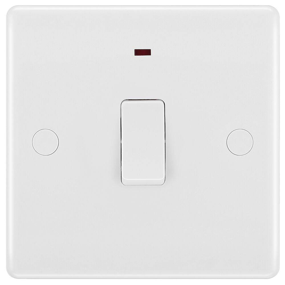 20A Double Pole Switch with Neon Indicator & Flex Outlet - White BG Electrical - Perfect for Home, Office & Commercial Wiring Installations