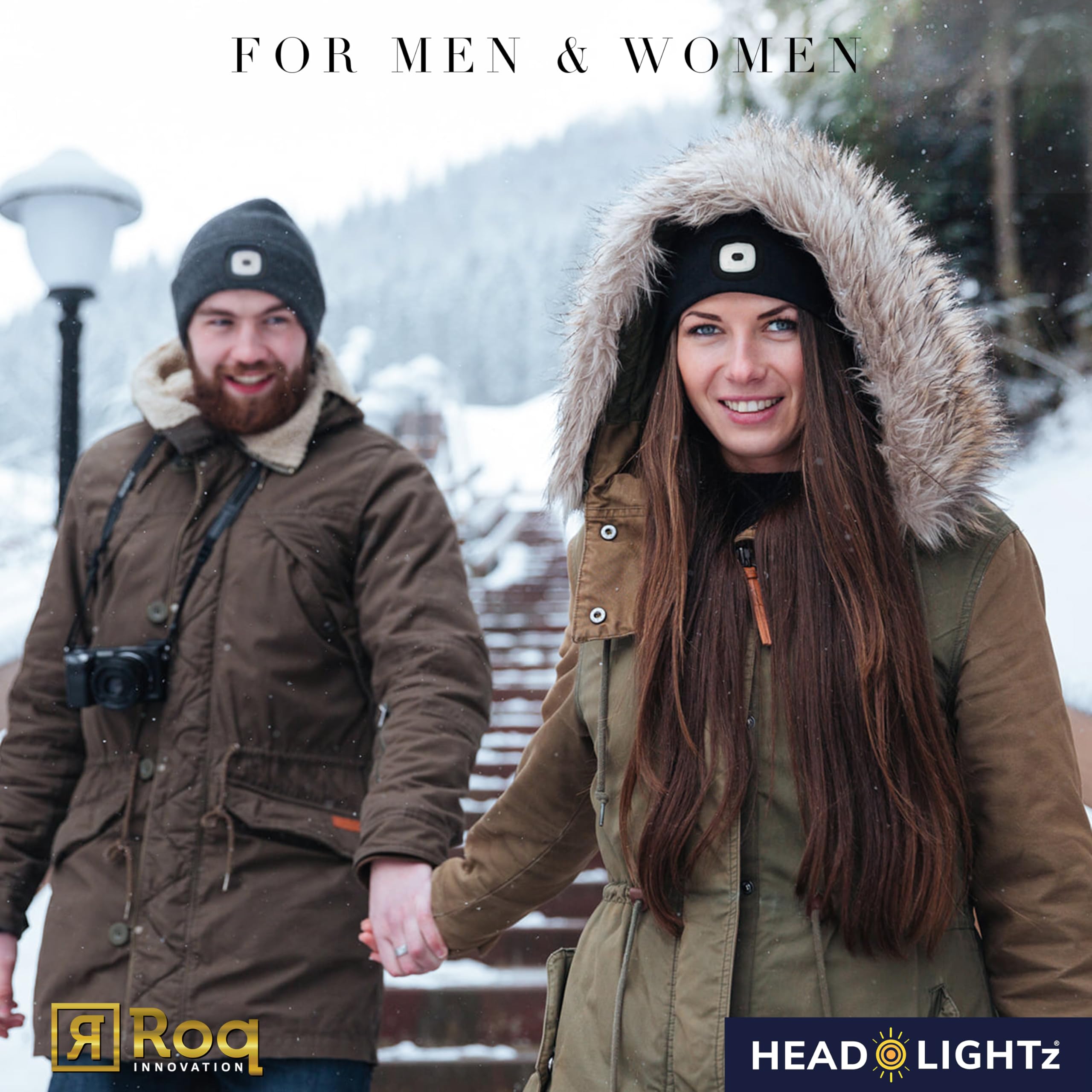 Roq Innovation Headlightz - Rechargeable LED Beanie Hat with Built-in Light for Men & Women | Perfect for Camping, Hiking, Running & Nighttime Activities