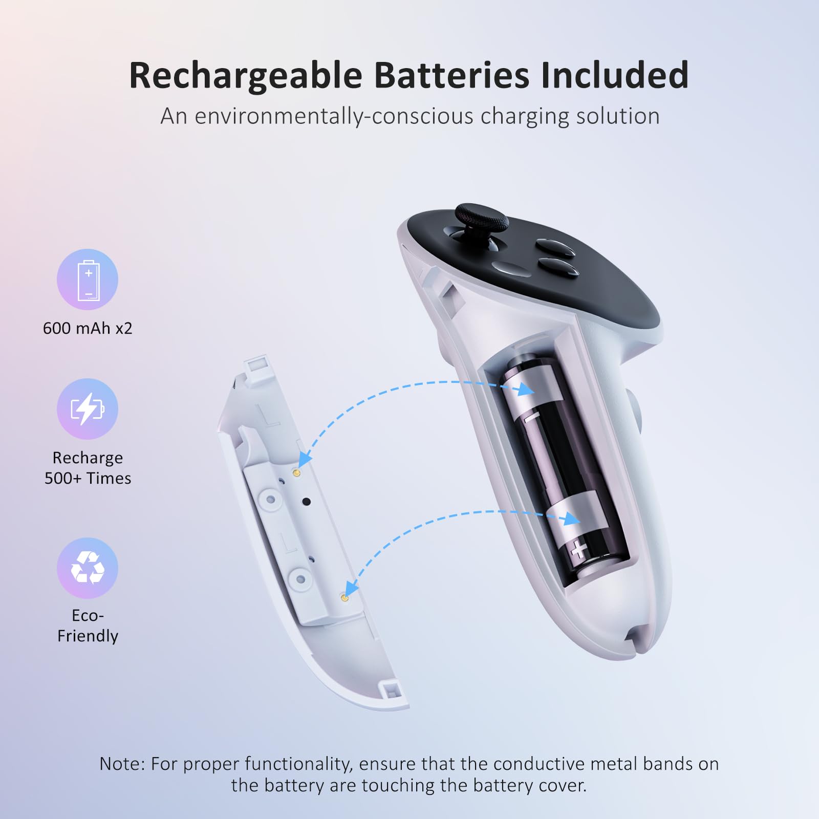NexiGo 2nd Gen VR Charging Dock for Meta Quest 3 & Oculus Quest 3 - White Charging Station with LED Indicator, 2 Rechargeable Batteries & USB-C Cable | Perfect for VR Gaming Setup & Headset Display