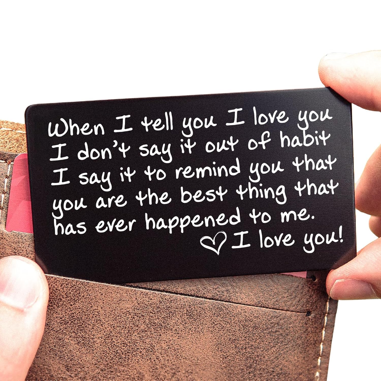 Love Card for Wallet - Valentine's Gift for Couples - Durable Engraved Keepsake for Everyday Carry
