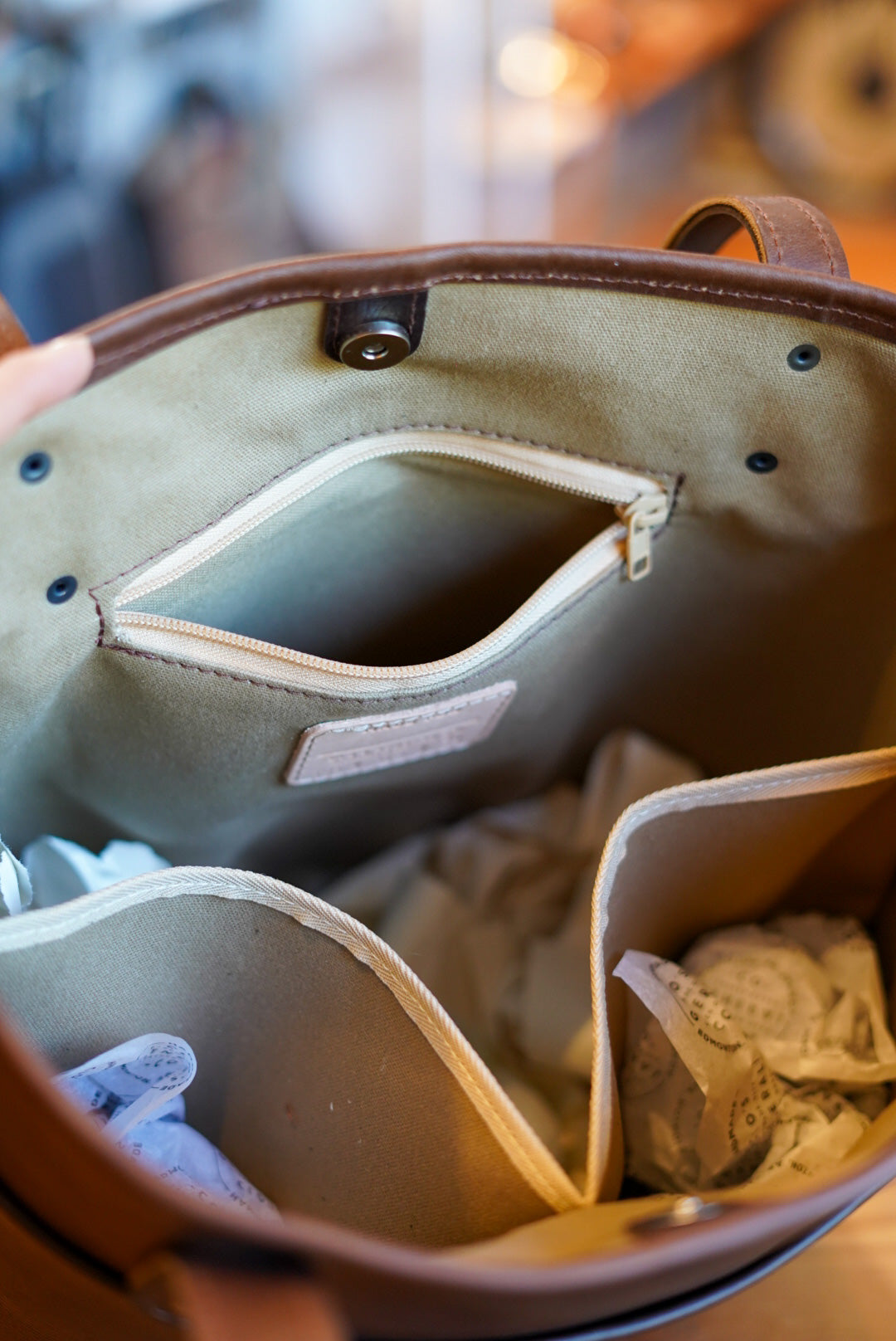 Premium Two-Tone Tote Bag - Dark Amber Harness & Rock River Cappuccino - Stylish & Durable Carryall for Work, Shopping & Travel