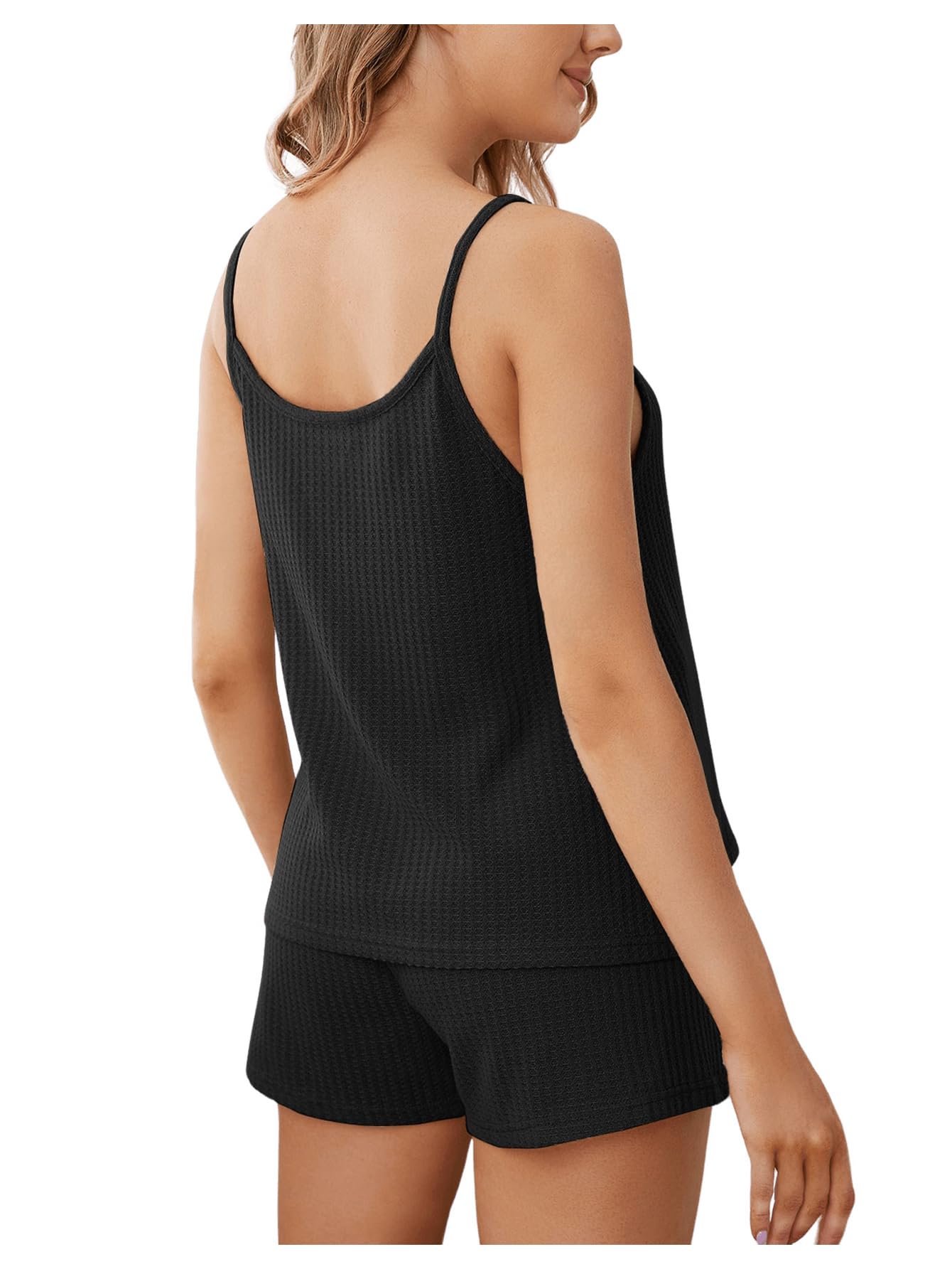 OYOANGLE Women's Maternity Pajama Set - Soft Waffle Knit Nursing Sleepwear with Cami Top & Shorts - Comfortable Pregnancy Loungewear for Breastfeeding Moms - Perfect for Nighttime, Nursing, and Relaxing at Home