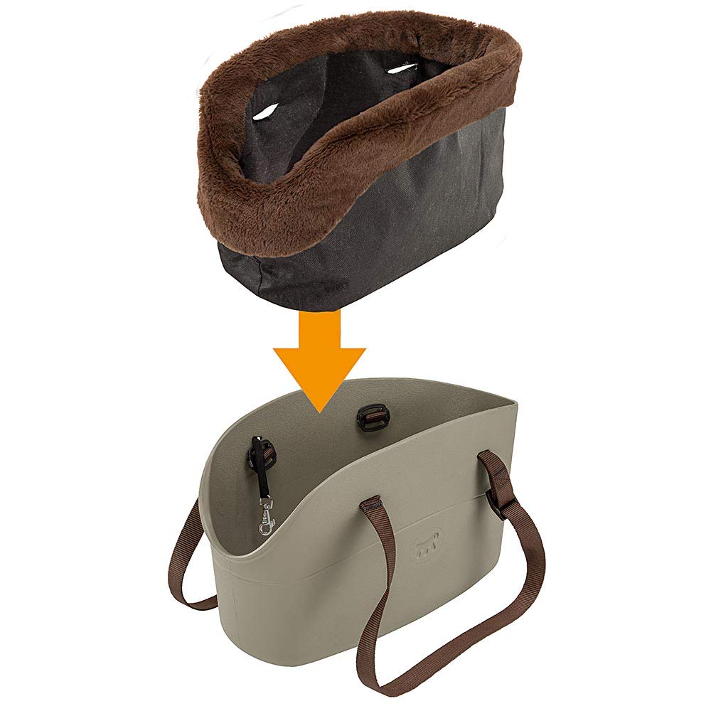 Ferplast WITH-ME Winter Dog Carrier for Small Dogs - Medium Size Pet Travel Bag for Chihuahua, Pomeranian & Toy Poodle - Warm Dove Grey Carrier for Cold Weather, Vet Visits & Outdoor Adventures