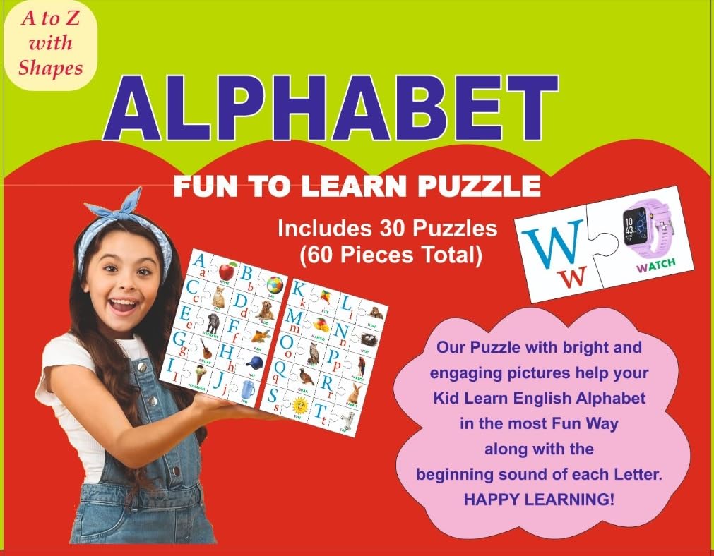 ABC Learning Puzzle Board for Kids - Educational Alphabet Puzzle from A to Z for Toddlers, Boys & Girls - Perfect for Preschool Learning & Early Childhood Development at Home or Classroom
