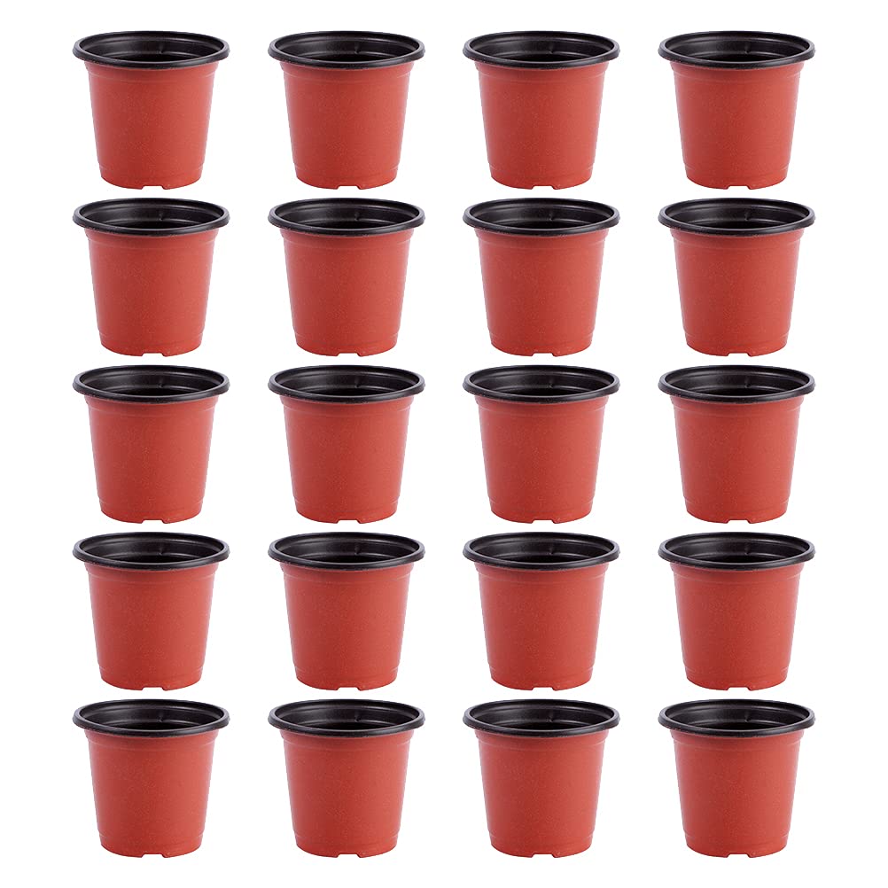 Housoutil 20-Pack Plastic Plant Pots - Small Garden Flower Planters for Indoor & Outdoor Plants, Succulents, Herbs - Ideal for Home Gardening, Balcony Decor, and Nursery Use