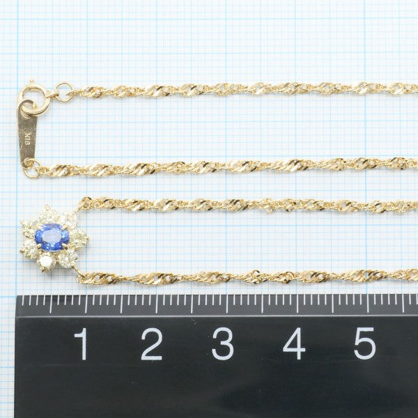 18K Yellow Gold Sapphire and Yellow Diamond Necklace for Women - Elegant Jewelry Gift for Anniversary, Wedding, or Special Occasion