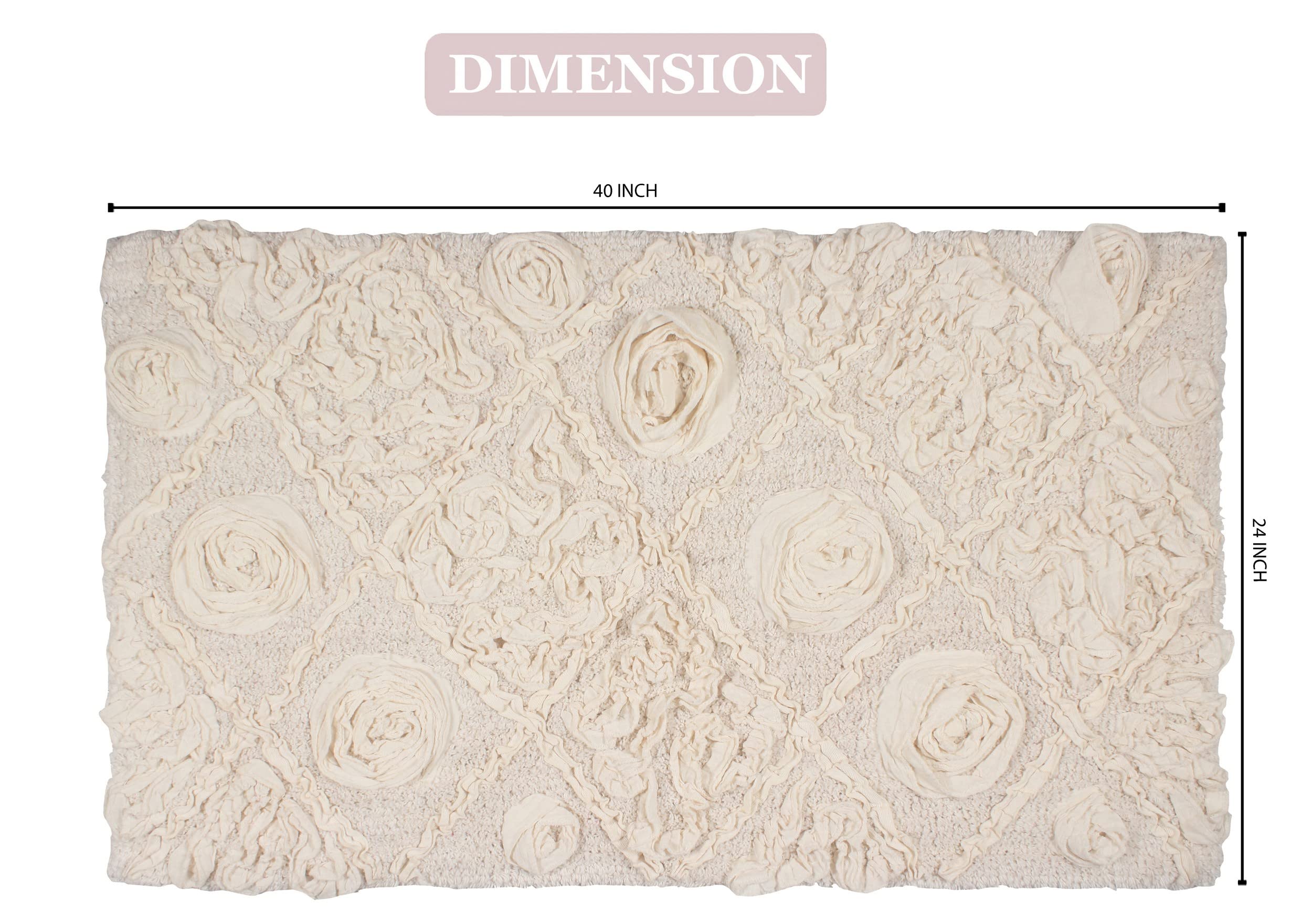 Premium 100% Cotton Bath Rug Set - Ultra Soft & Absorbent Non-Slip Bathroom Mat, Washable Cotton Floor Rug for Bathroom & Kitchen (24