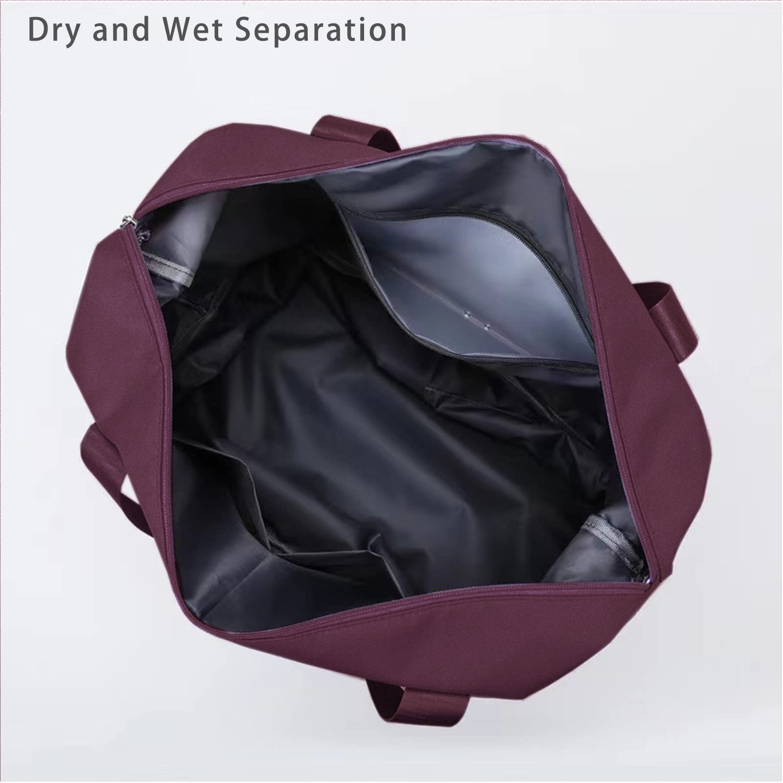 Foldable Duffle Bag for Travel, Gym & Sports - Water-Resistant Tote Luggage Bag for Women & Men (Wine Red) - Perfect for Workouts, Weekend Getaways & Airplane Carry-On