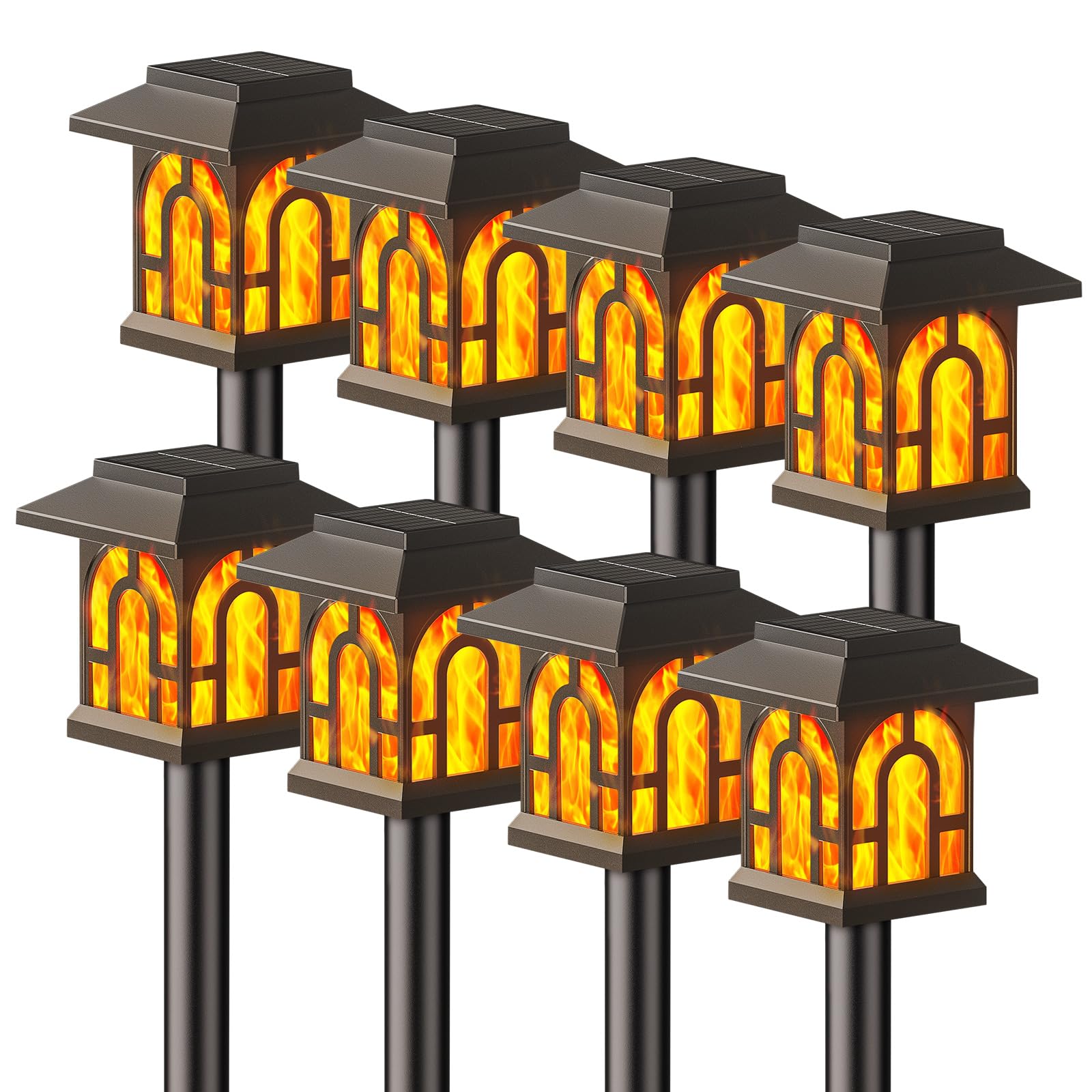 Solar Torch Lights 8 Pack - Waterproof Outdoor Flame Lights for Garden, Patio, Halloween & Christmas Decor