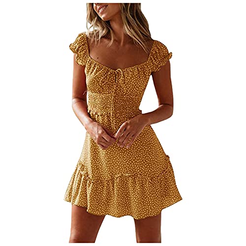 Sexy Pleated Mini Sundress for Women - Floral Print Sleeveless Summer Dress with V-Neckline | Perfect for Beach Vacation, Pool Party & Casual Outings