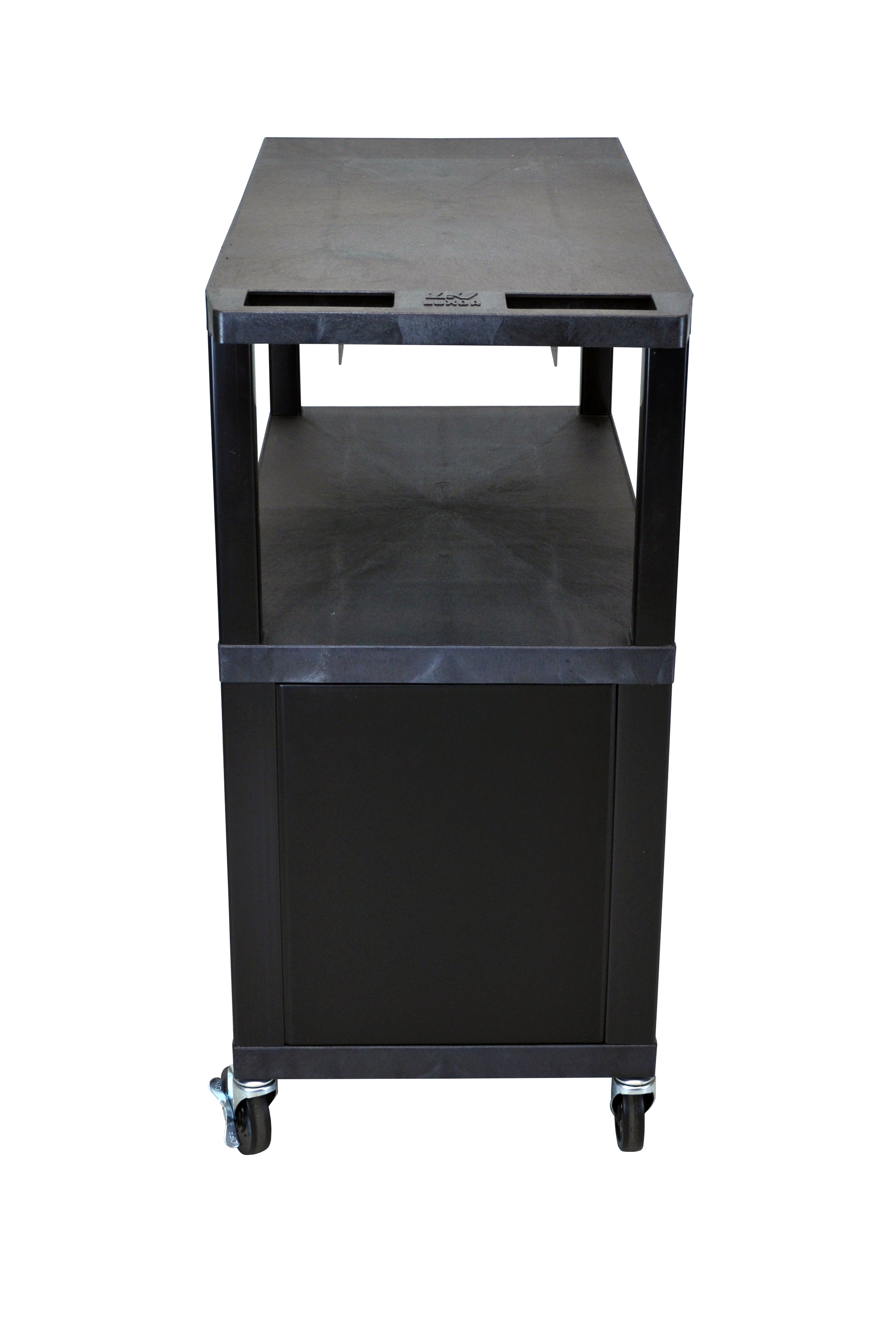 Luxor Black EC38C B 18x32 Rolling Utility Cart with 3 Adjustable Shelves & Storage Cabinet - Perfect for Kitchen, Office, or Workshop Organization