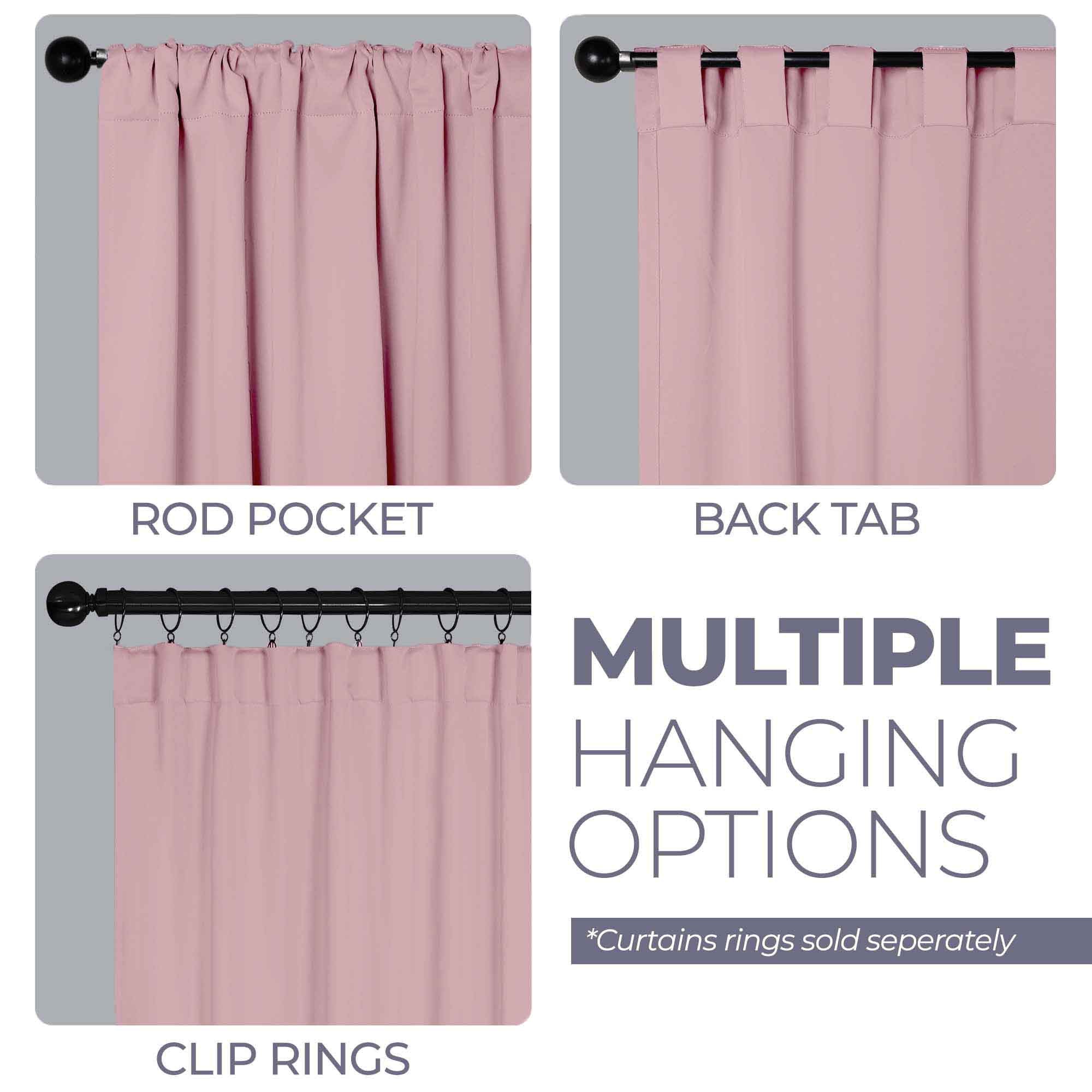 Blackout Curtains for Bedroom - Solid Room Darkening Thermal Insulated Curtains with Back Tabs, Set of 2 Panels - Perfect for Nursery, Home Theater & Light Sleepers