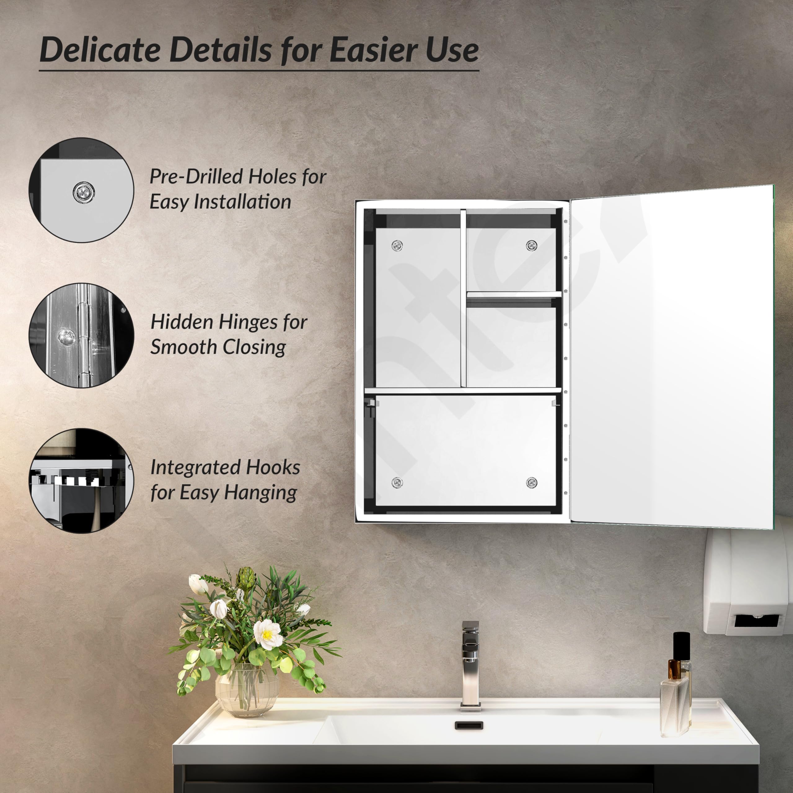 Premium Stainless Steel Bathroom Wall Cabinet with Mirror - 12x18 Inch Chrome Bathroom Organizer & Shelf for Wall - Perfect for Small Bathrooms, Vanities & Modern Home Decor