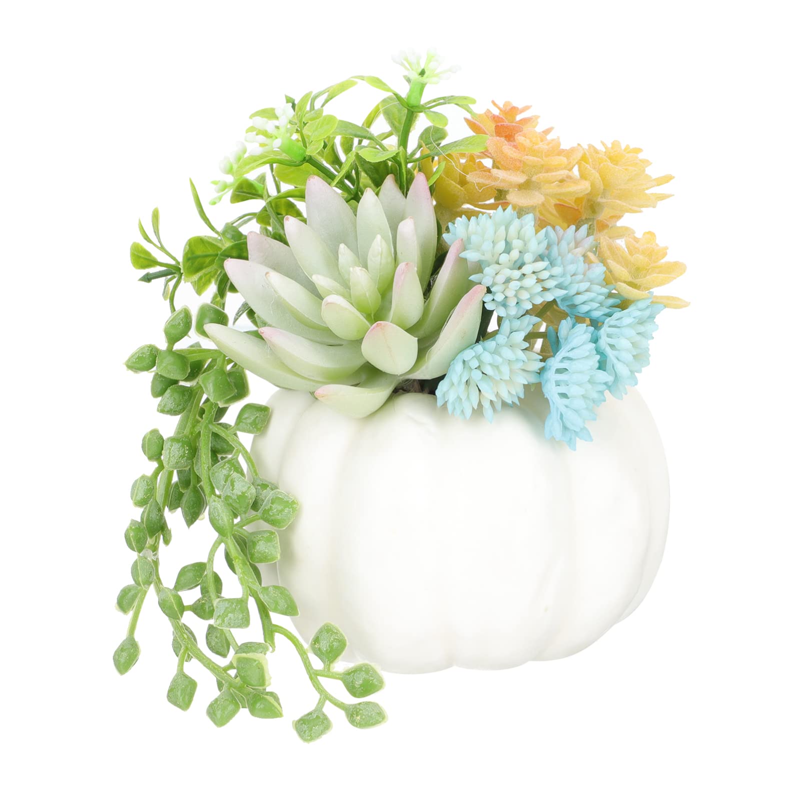 CLISPEED Artificial Pumpkin Fake Succulent Potted Plants - Faux Succulents in Decorative Vase Bonsai for Autumn Fall Harvest, Thanksgiving Table Decor, Home & Office Centerpiece