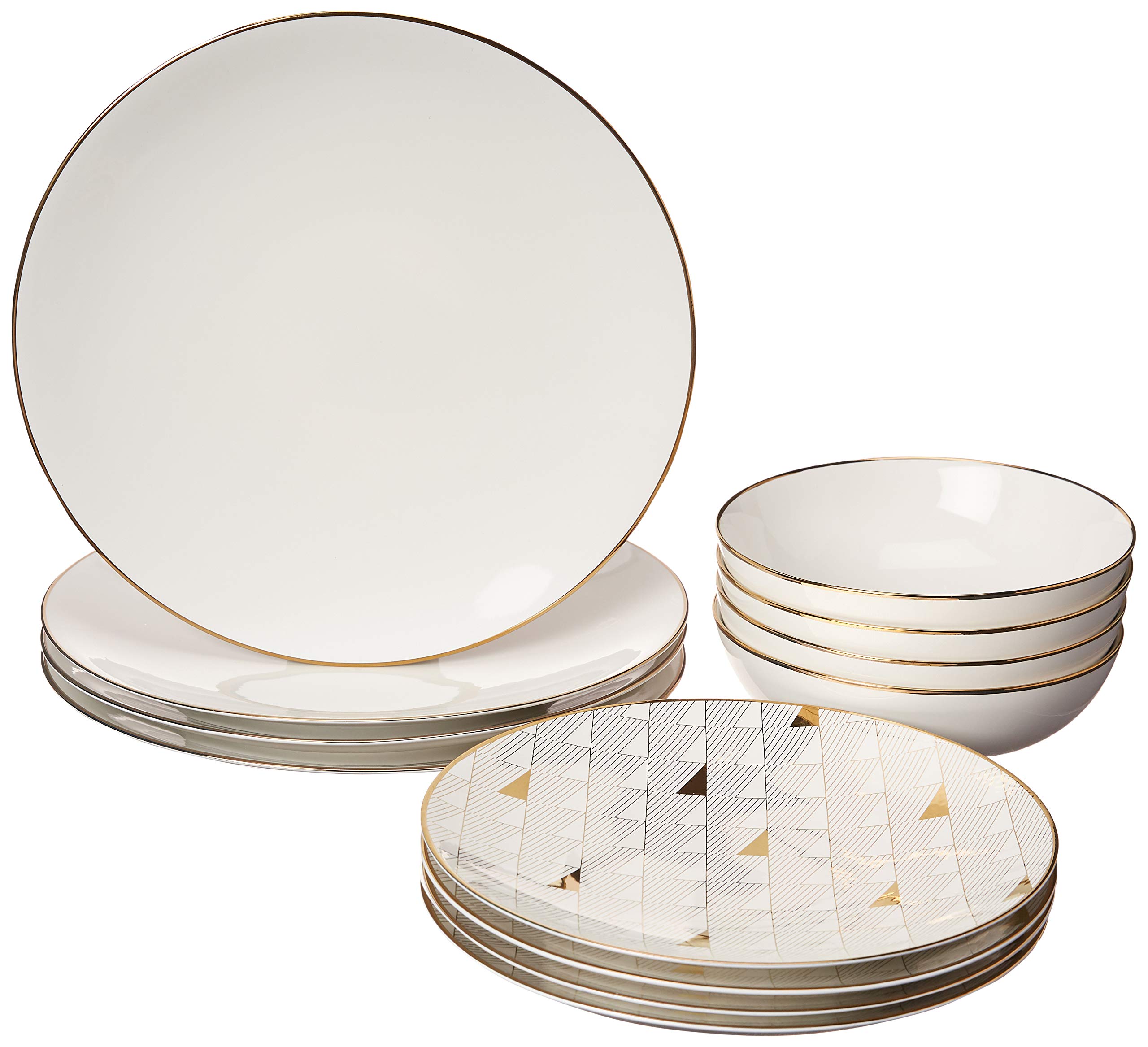 Lenox White Trianna 12-Piece Dinnerware Set - Elegant Porcelain Plates, Bowls & Cups - 16.20 LB - Perfect for Formal Dining, Dinner Parties & Holiday Gatherings