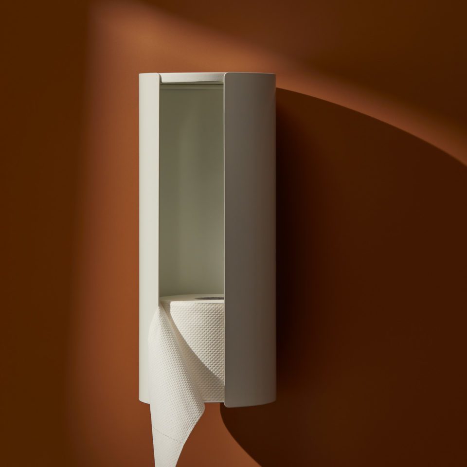 Wall Mounted Toilet Paper Holder - White Bathroom Tissue Roll Storage Organizer for Modern Homes, Perfect for Small Spaces & Powder Rooms