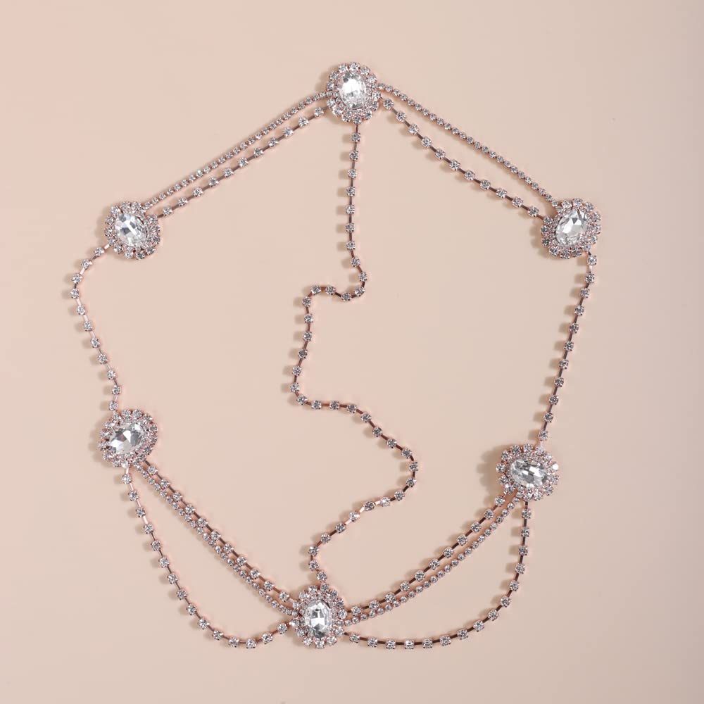 Octwine Women's Bohemian Rose Gold Rhinestone Head Chain Headband – Elegant Bridal Hair Jewelry for Weddings, Parties & Special Occasions