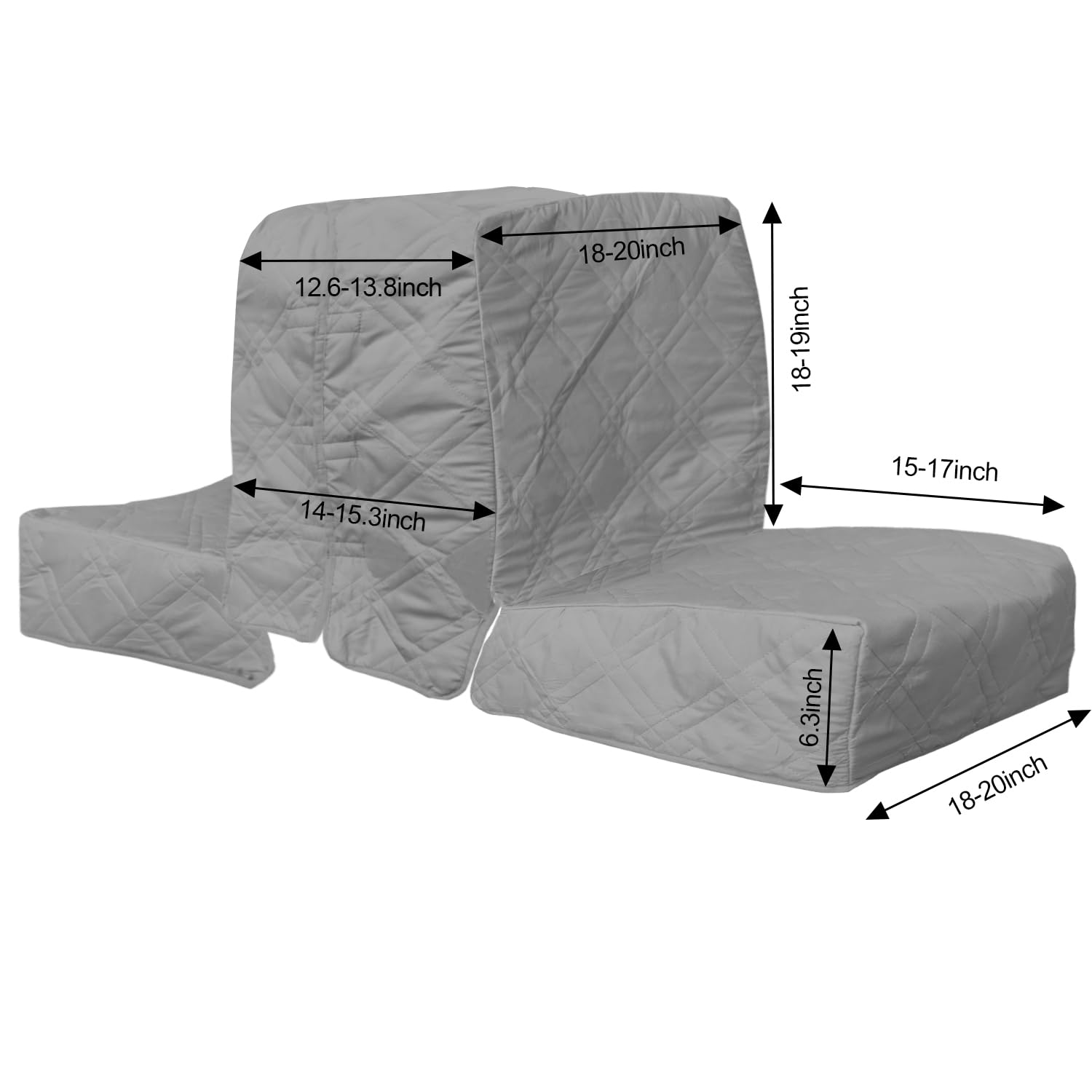 Premium Back to Back Boat Seat Covers - Waterproof Replacement Lounge Covers with Soft Microfiber Fabric (2-Pack Light Gray) - Perfect for Marine, Fishing & Outdoor Boating Activities