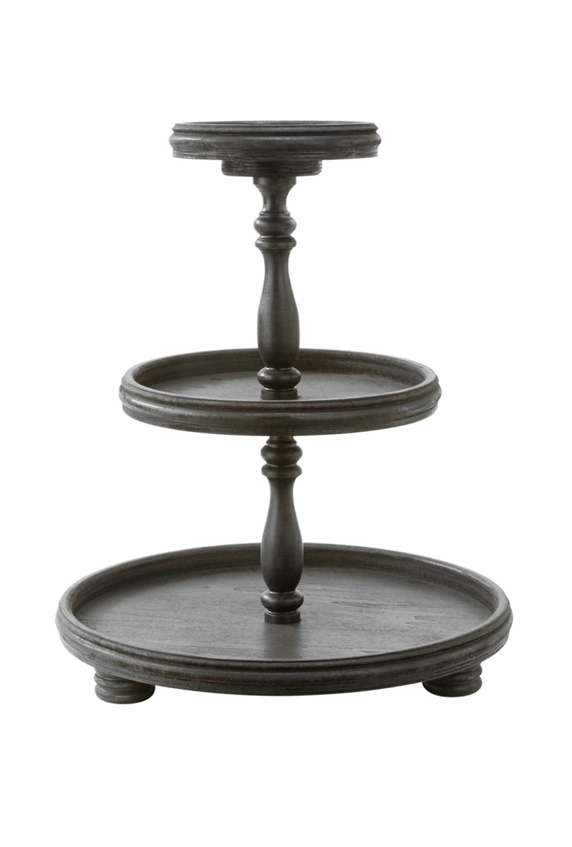 3-Tier Black Wood Cupcake Stand - 22.25 Inch Rustic Serving Tray for Dessert Display, Wedding, Party & Farmhouse Decor - Perfect for Birthday Cakes, Cookies & Pastries