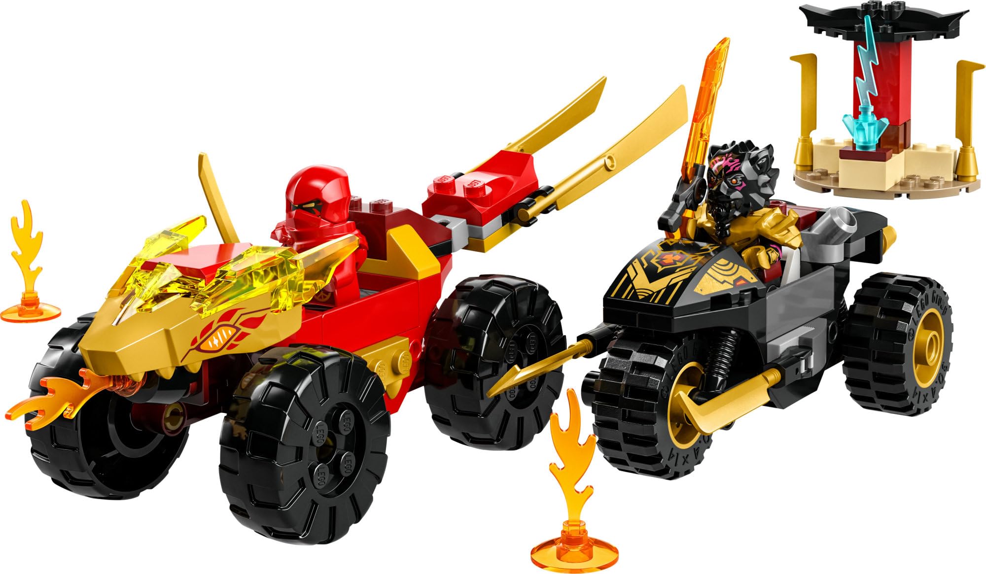 LEGO NINJAGO Kai and Ras' Car and Bike Battle 71789 Building Toy Set with Ninja Car, Motorcycle & 2 Minifigures - Perfect Birthday Gift for Kids, Toddlers & Ninja Fans - Great for Imaginative Play, Action Scenes & Collectible Displays