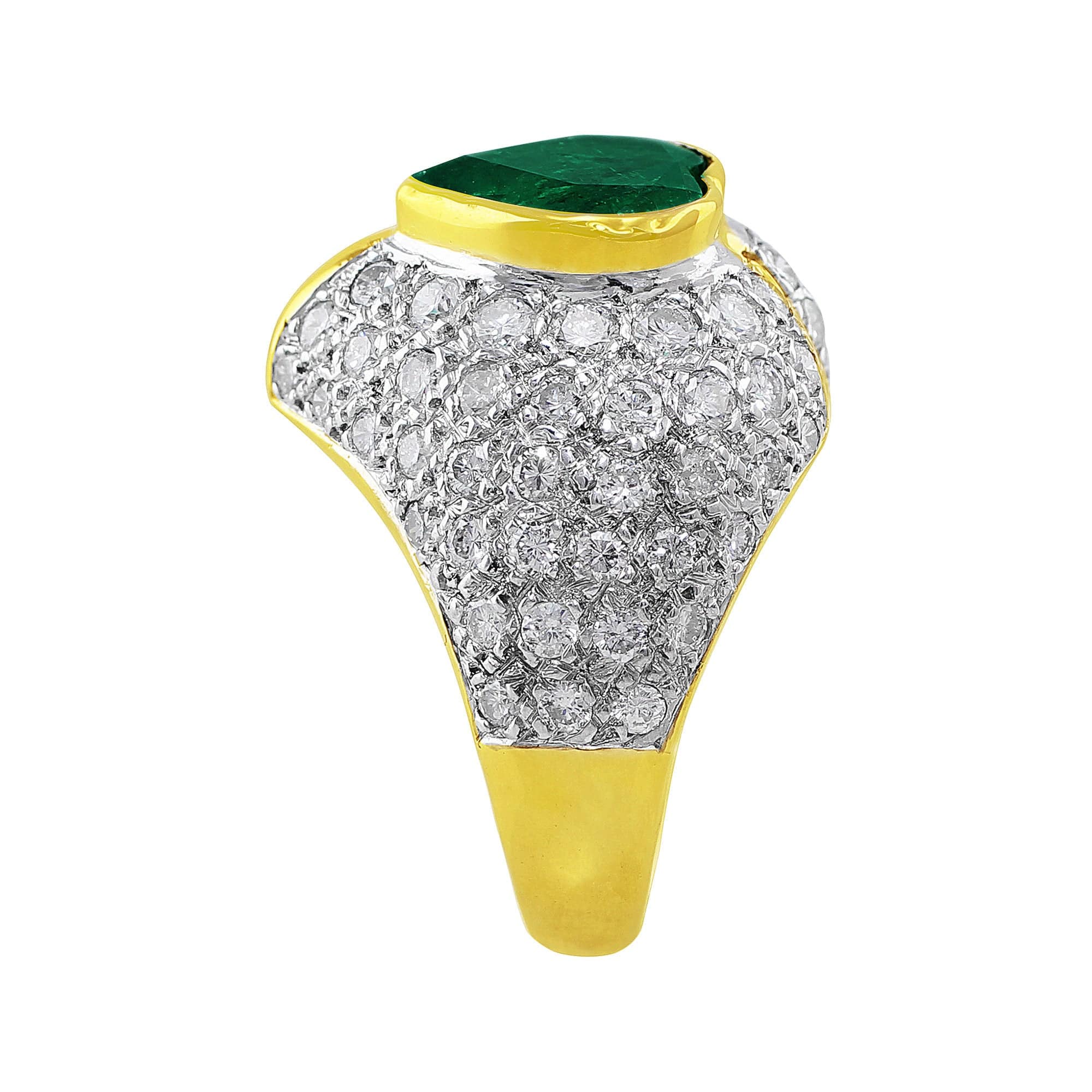 14K White & Yellow Gold 4 Carat Emerald Diamond Heart Ring for Women - Elegant Jewelry Gift for Valentine's Day, Anniversary & Special Occasions
