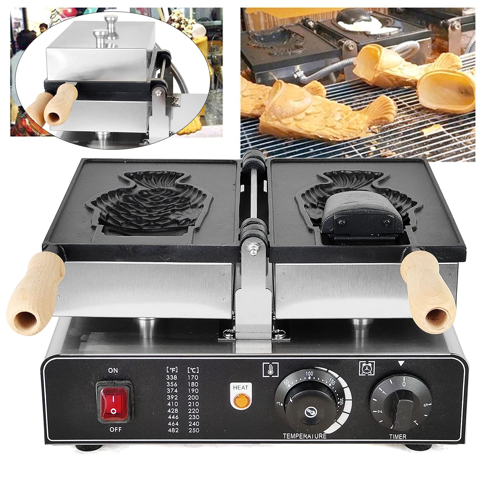 Stainless Steel Fish Shaped Waffle Maker - Nonstick Taiyaki Pan with Ice Cream Mold | 110V Electric Mini Pancake Maker for Home, Cafe & Street Food Business | Perfect for Desserts, Breakfast & Snacks