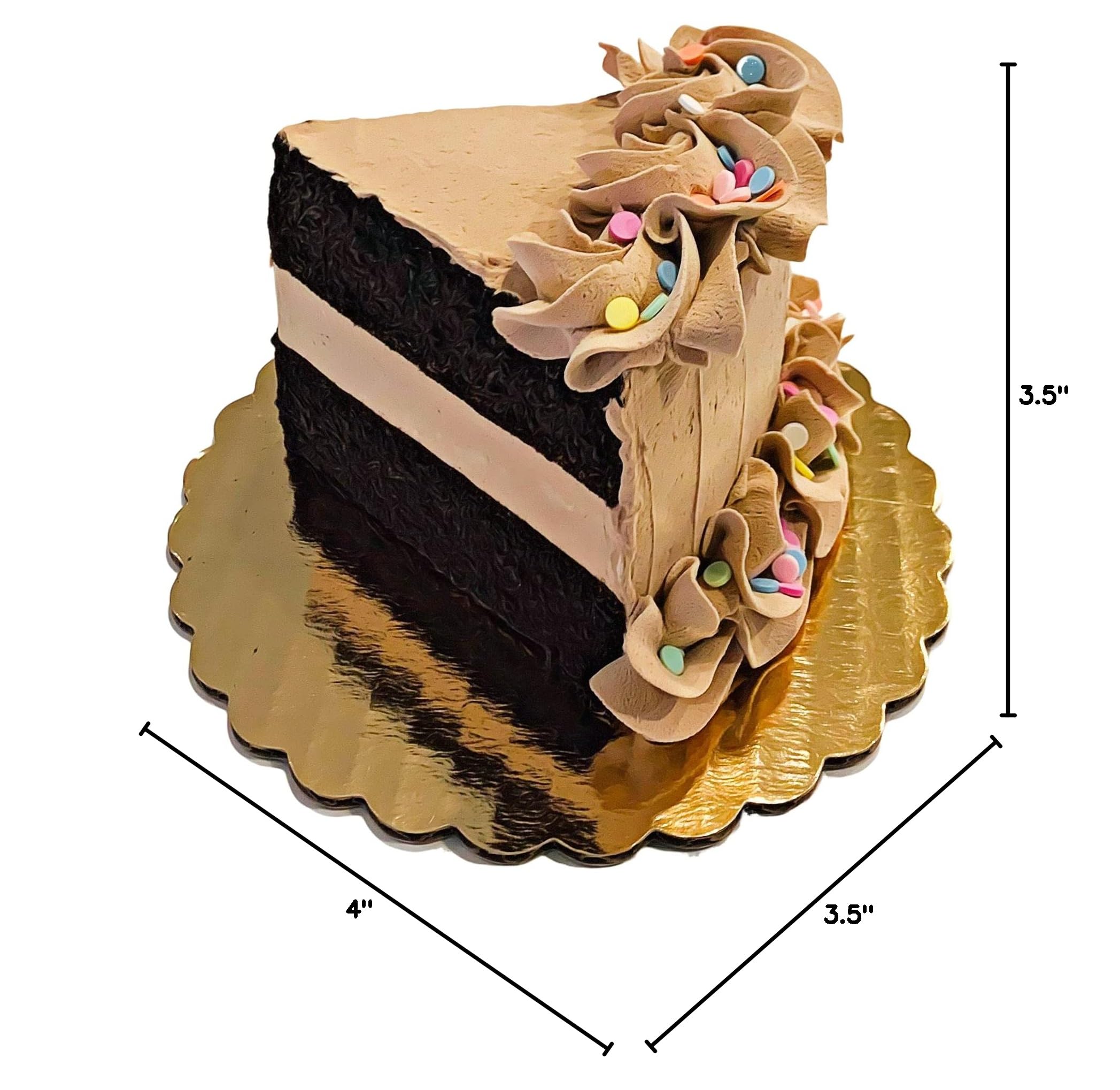 Artificial Chocolate Confetti Cake Slice - Fake Cake Decor for Home & Kitchen Display - Perfect for Party Decorations, Dessert Table Centerpieces & Photography Props
